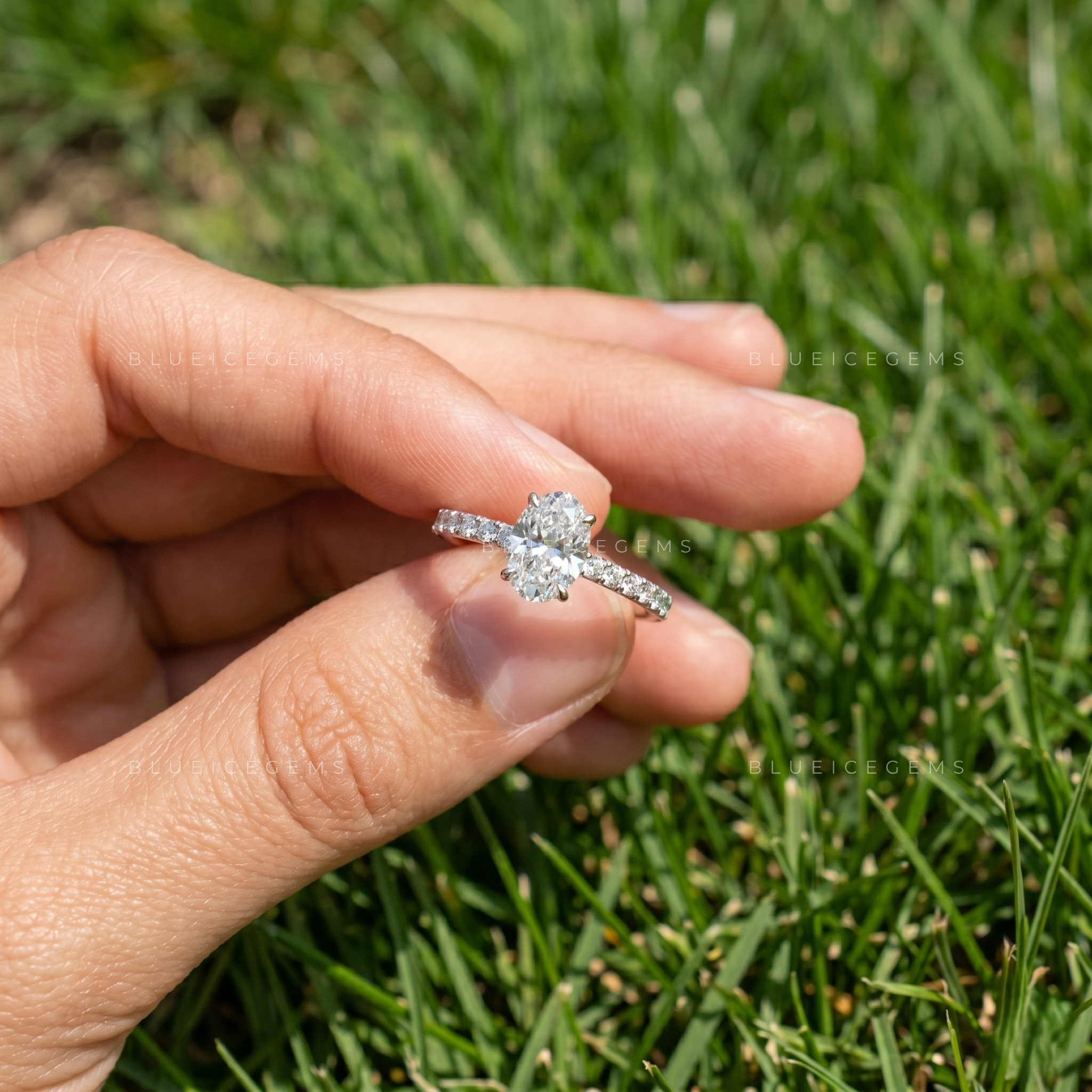 Mystic Radiance Oval Brilliant Cut Hidden Halo Engagement Ring