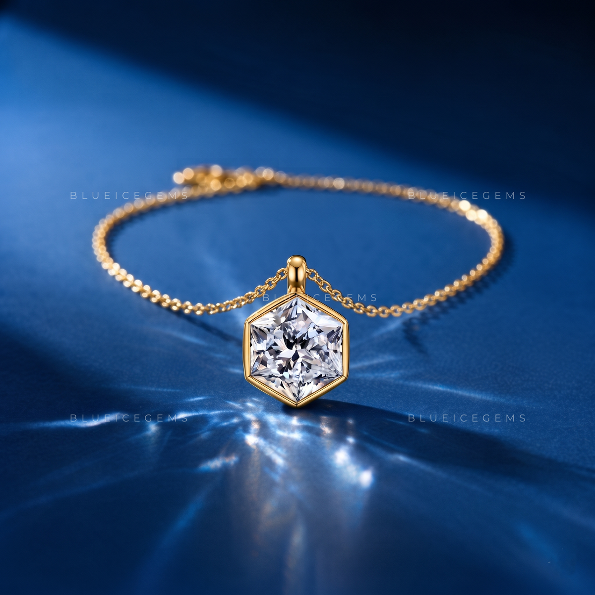 Hexagon Brilliant Cut Solitaire Diamond Pendant