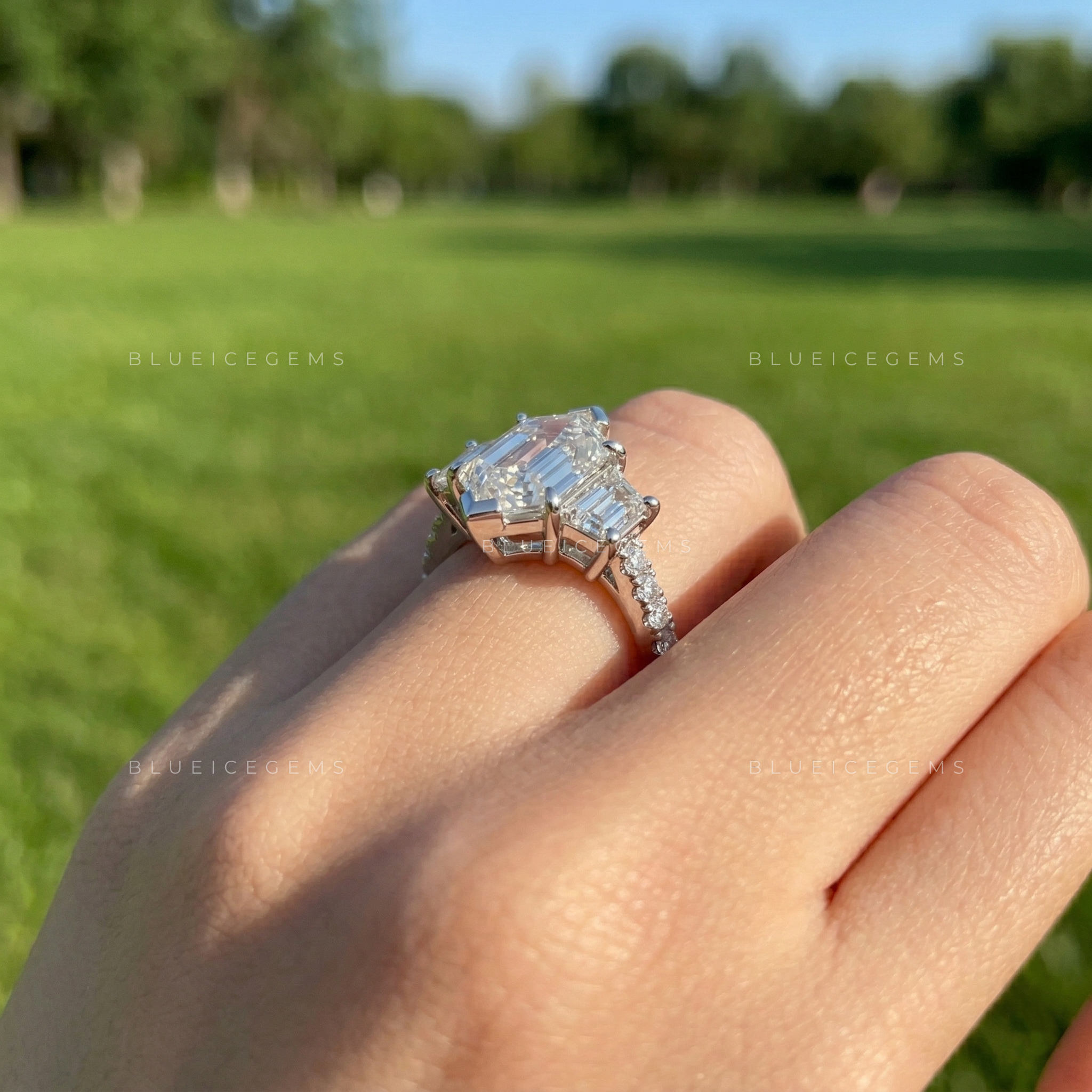 Architectural Majesty Hexagon and Trapezoid Step Cut Ring