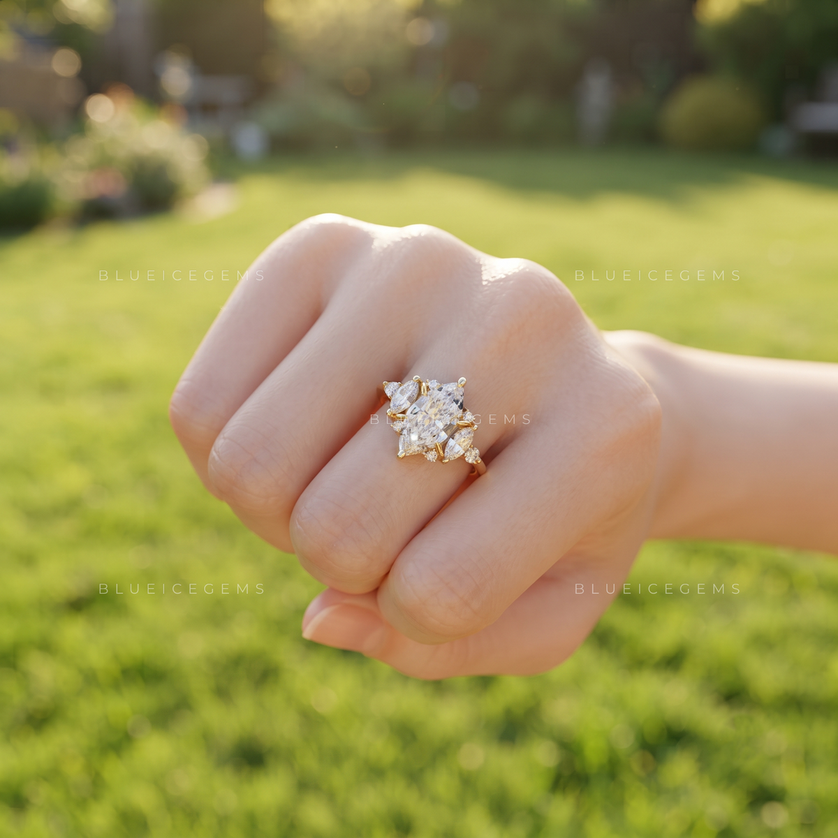 Diora Geometric Crown Engagement Ring