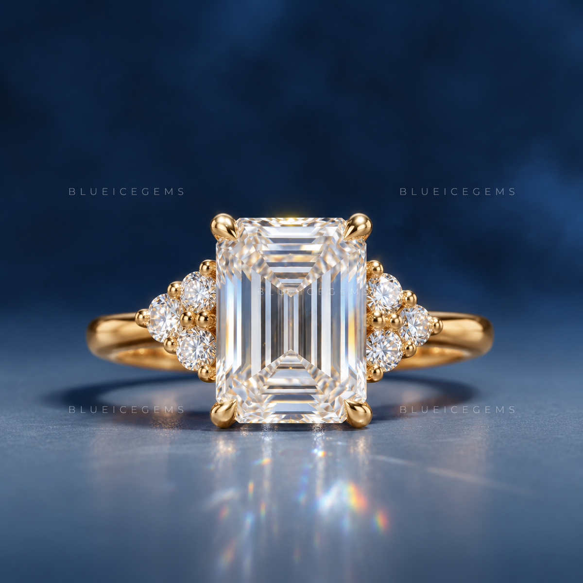 Modern Elegance Emerald Cut Accent Engagement Ring