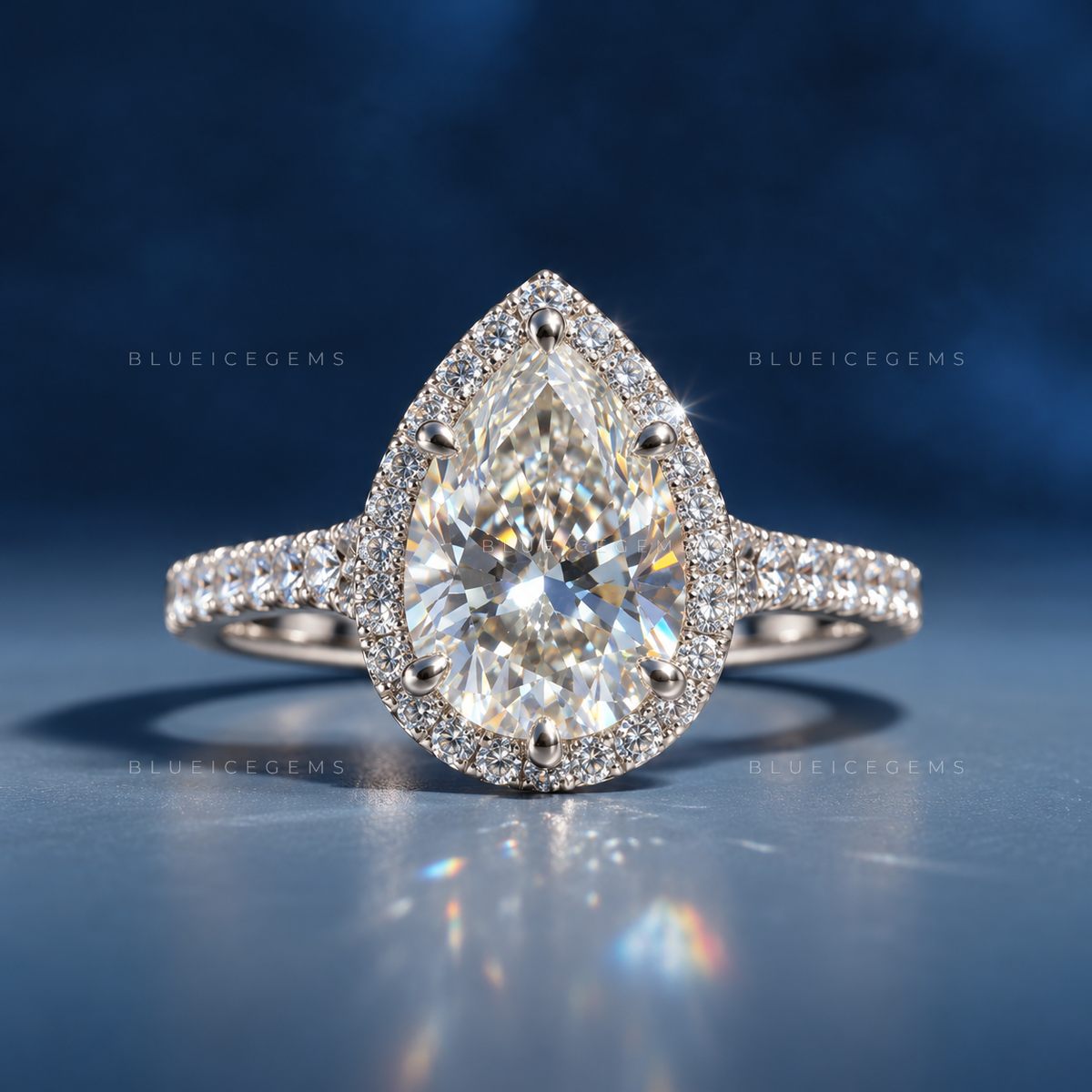 The "Celestial Teardrop" Pear Halo: A D-Color Brilliance Masterpiece