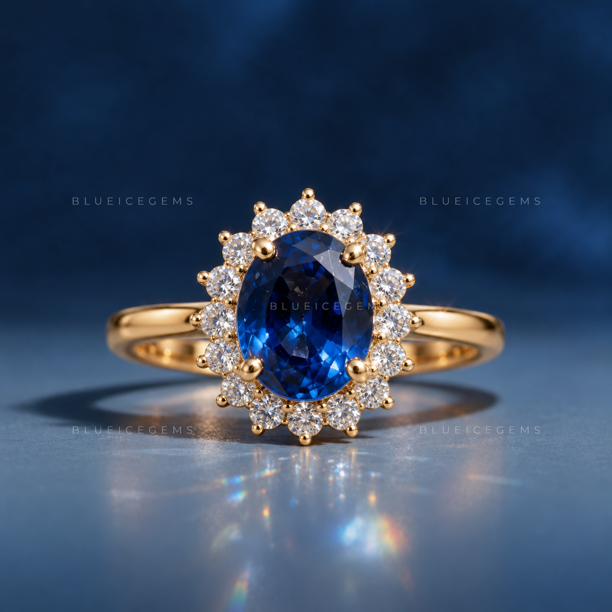 The "Royal Midnight" Oval Blue Sapphire: A Captivating Halo Statement