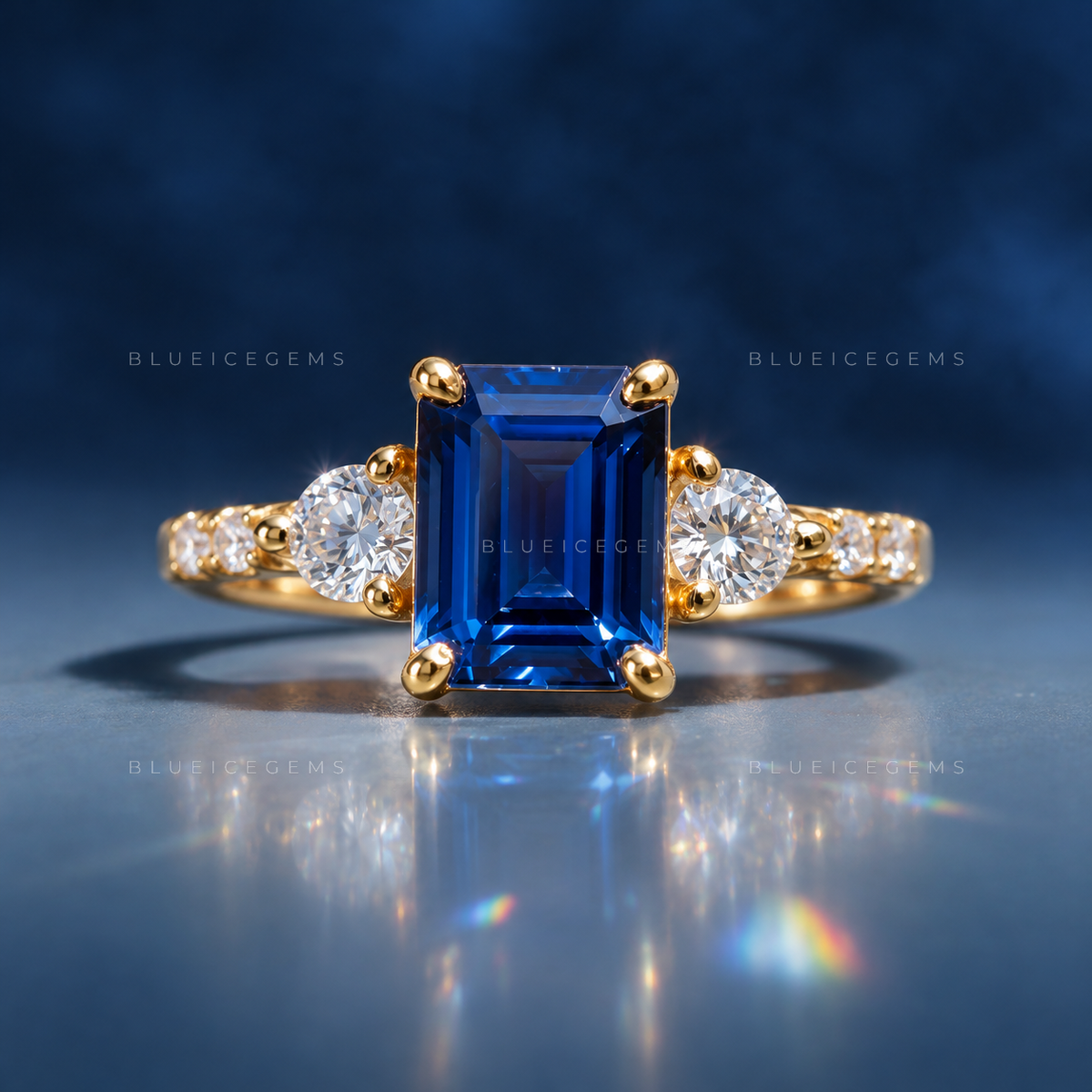 The "Azure Essence" Oval Sapphire Trilogy: Radiant Birthstone Statement