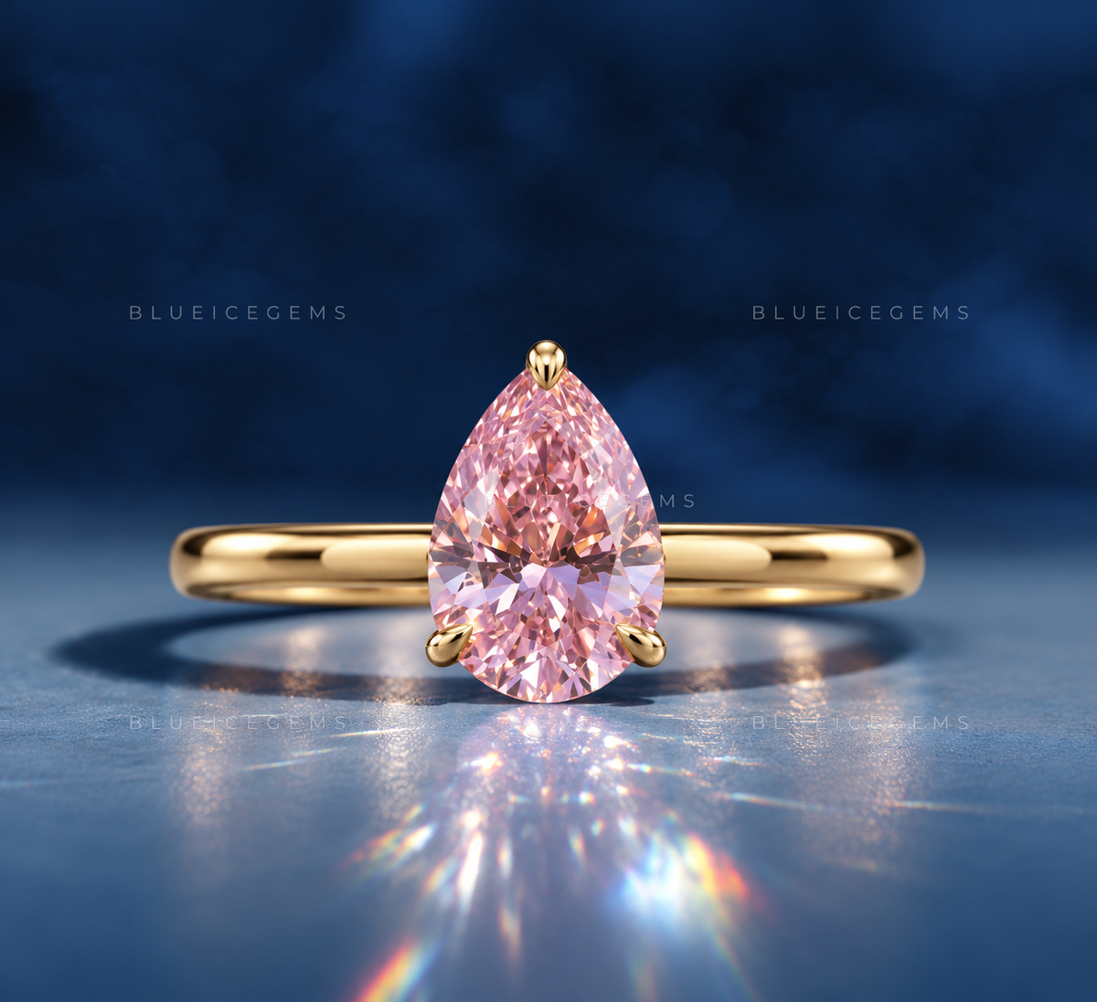 The "Blush Radiance" Pear Solitaire: A Dreamy Pink Statement
