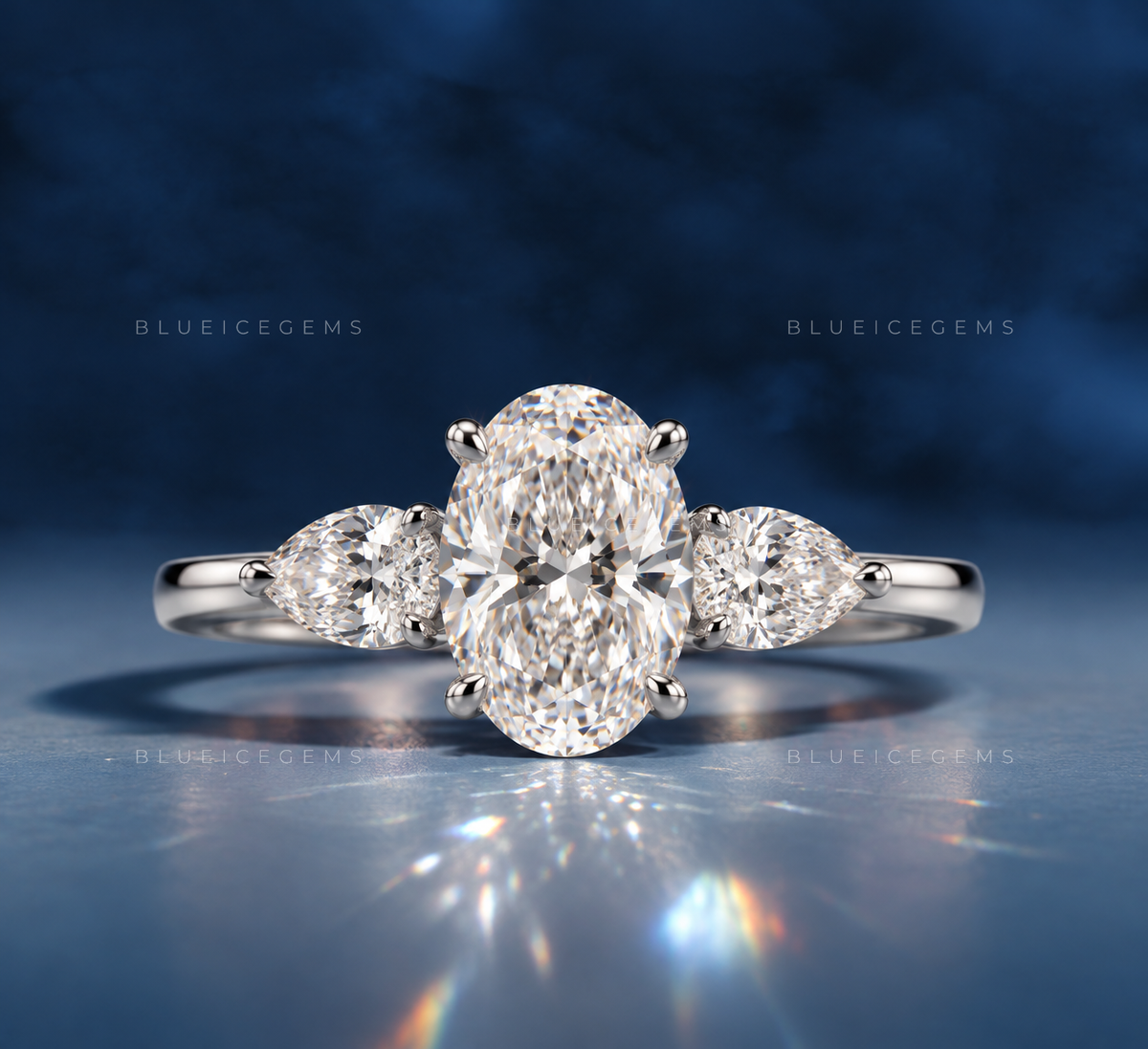 The "Regal Symmetry" Oval & Marquise Trilogy: D-Color Perfection