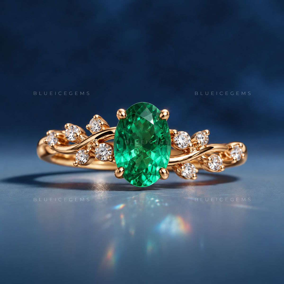 The "Botanical Bliss" Oval Emerald: A Whimsical Leaf-Twist Ring