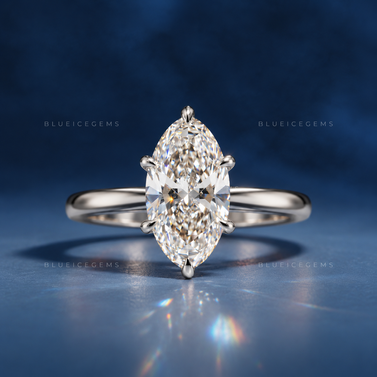 Marquise Cut Solitaire Engagement Ring with Exceptional Brilliance
