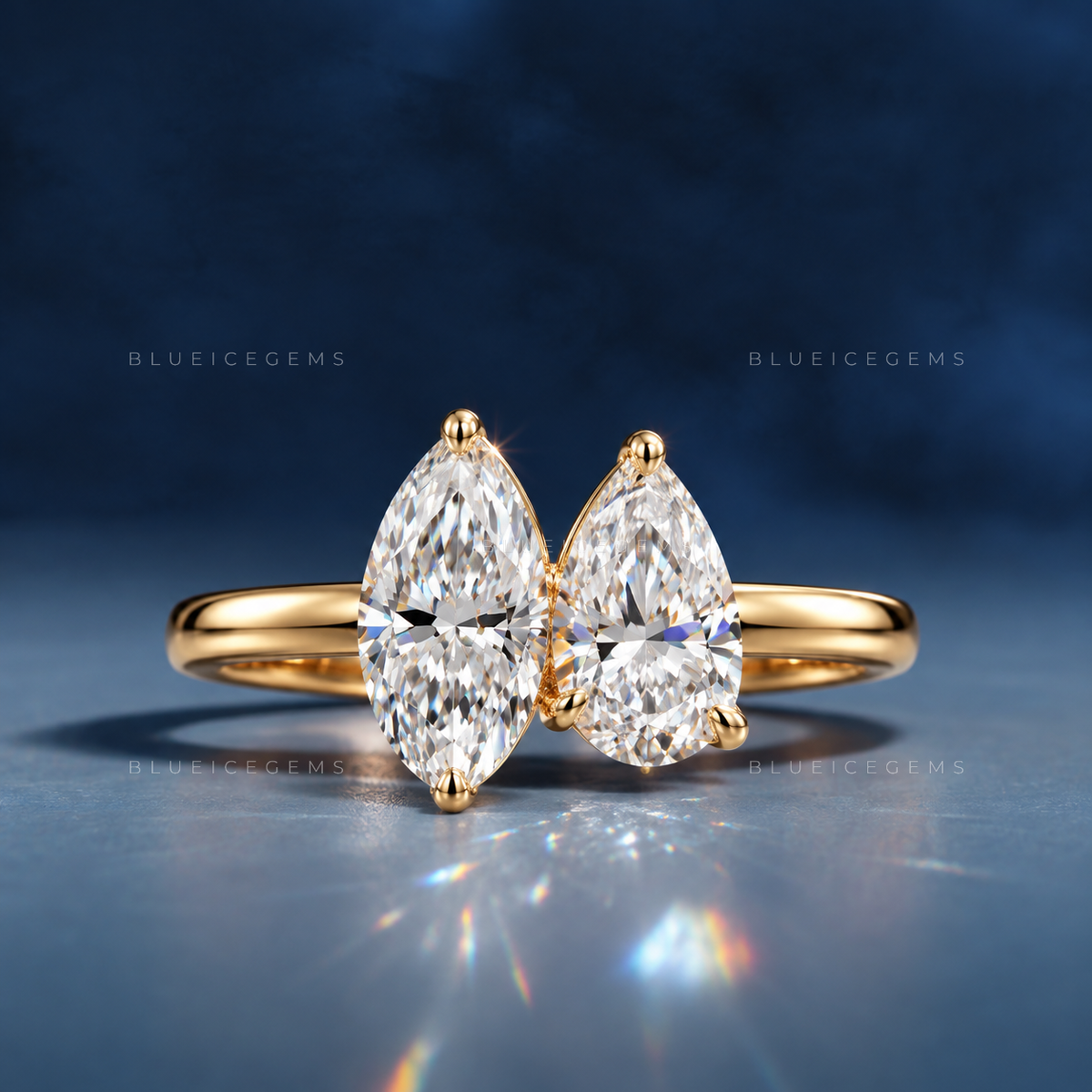 Enchanting Dual Pear and Marquise Cut Toi Et Moi Statement Ring