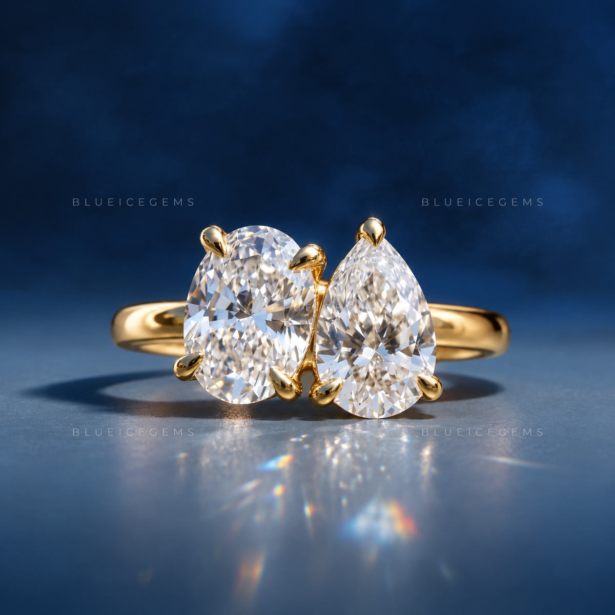 Sophisticated Oval and Pear Silhouette Toi Et Moi Keepsake Ring