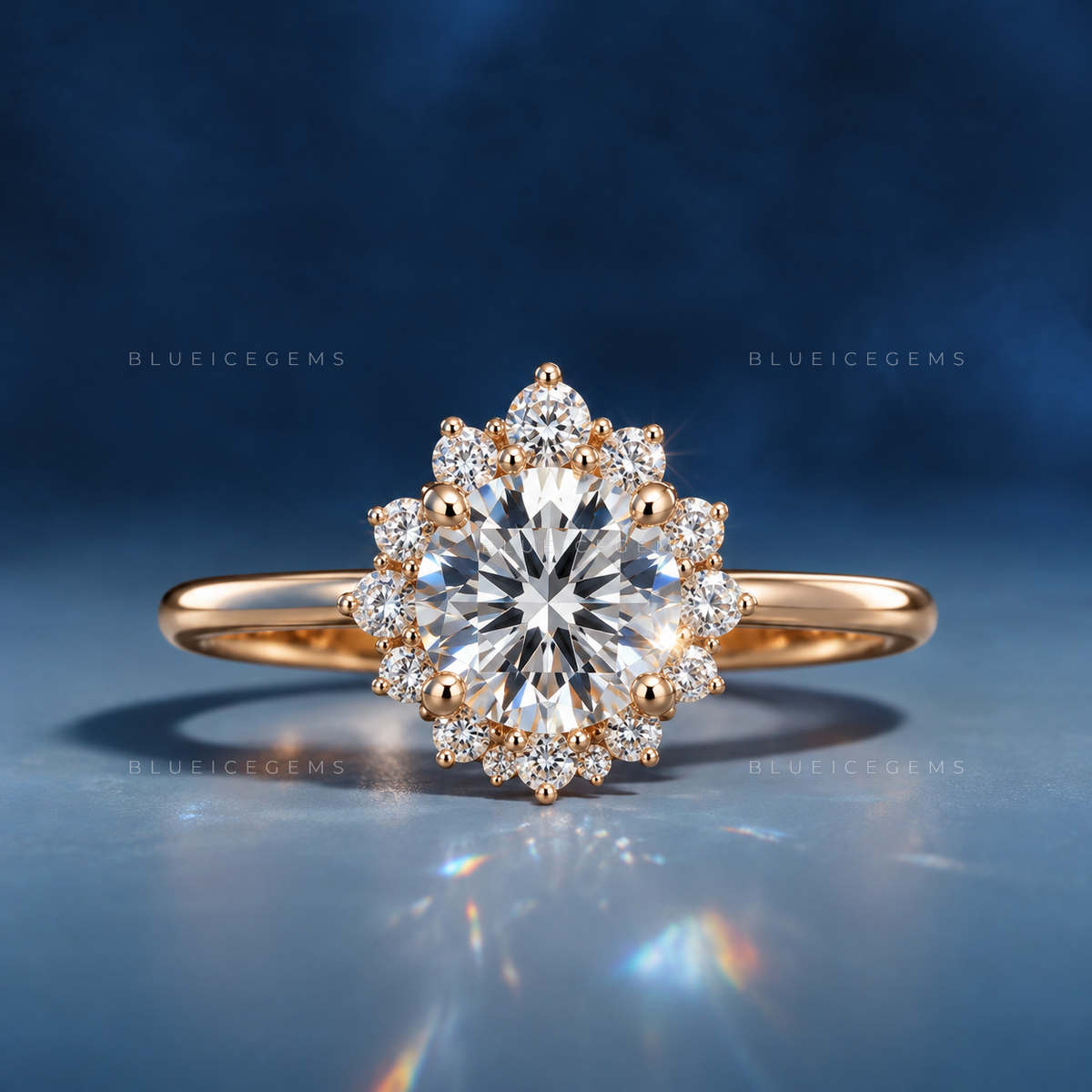 Captivating Floral Inspired Halo Statement Ring with Brilliant Accents