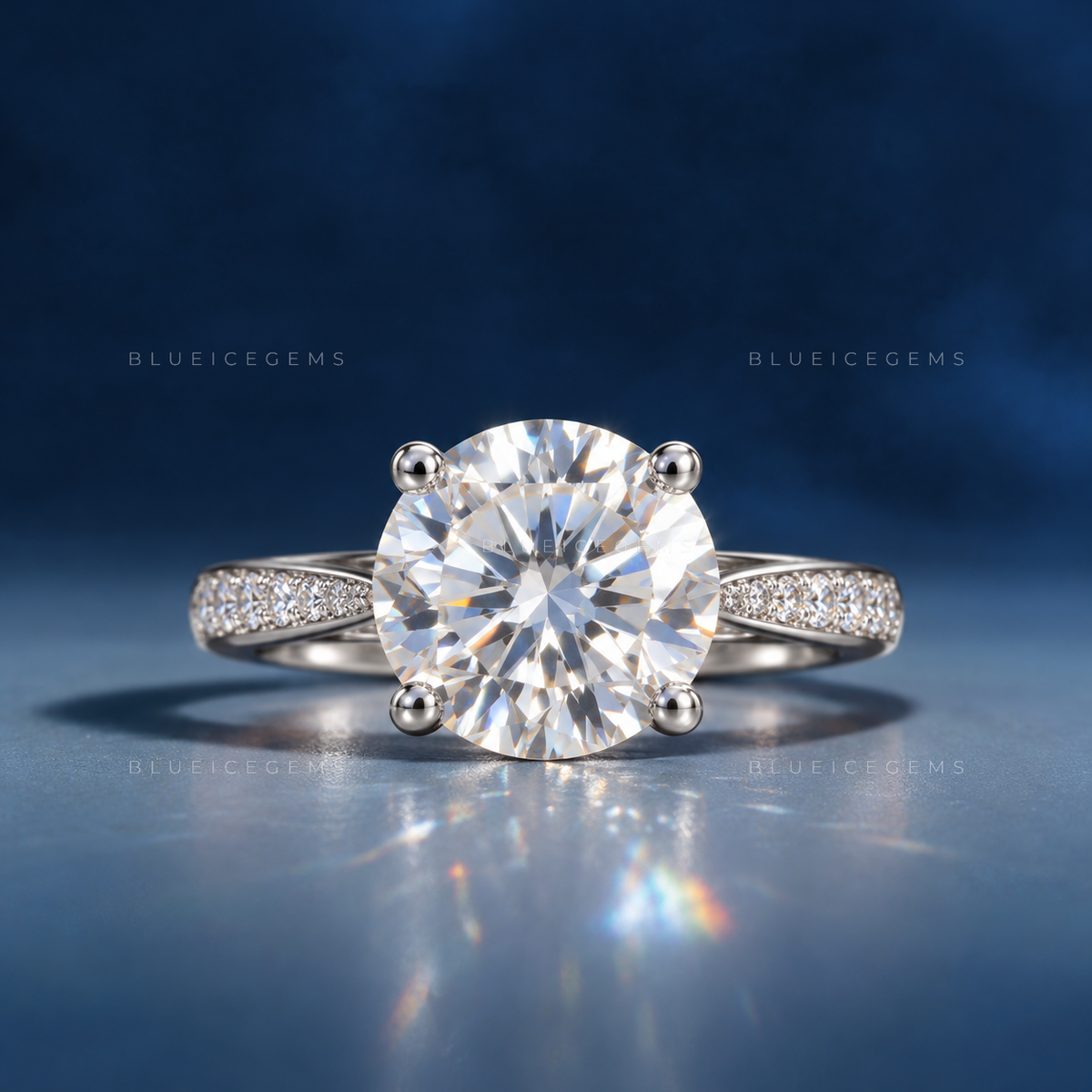 Elegant High-Profile Round Brilliant Cut Decorative Accent Ring