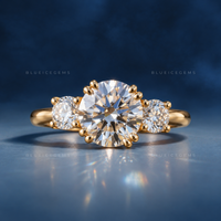 Radiant Trilogy Round Brilliant Cut Three-Stone Statement Ring