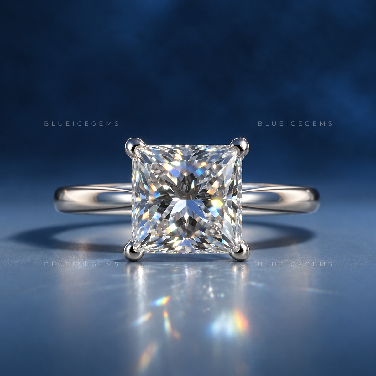Sophisticated Princess Cut Solitaire Statement Engagement Ring