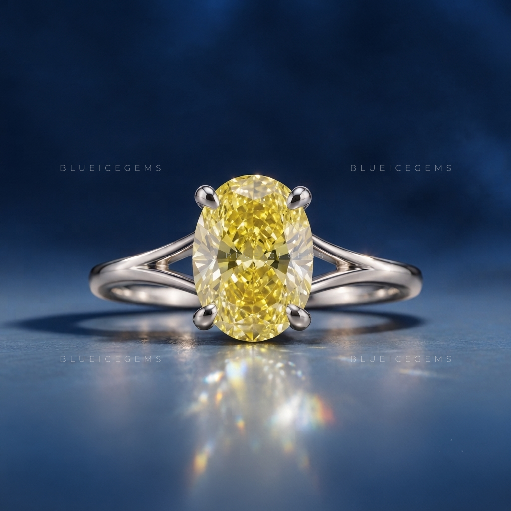 Luminous Oval Cut Canary Radiance Solitaire Keepsake Ring