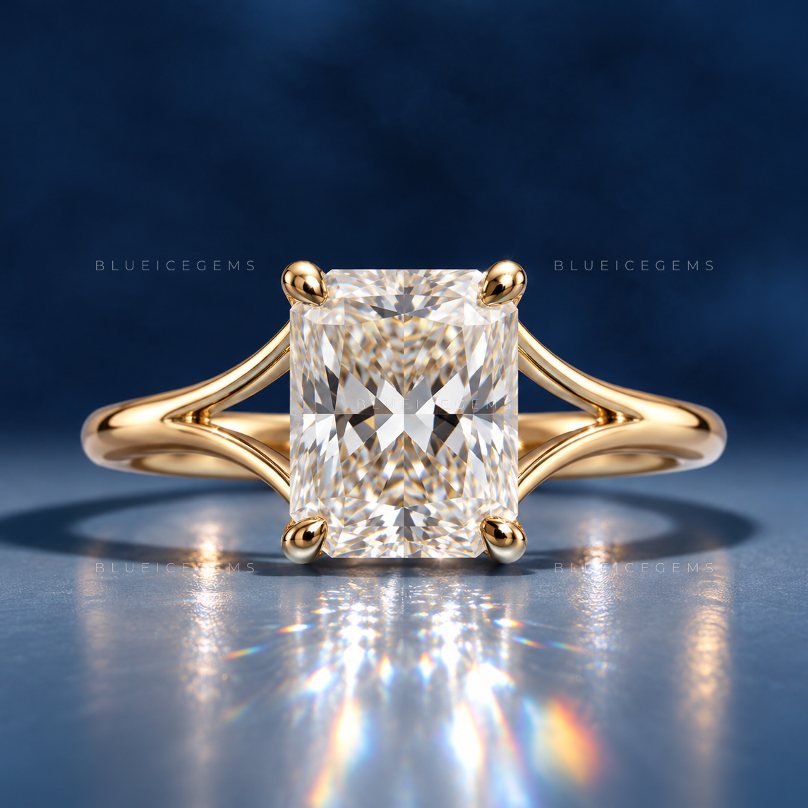 Refined Elongated Cushion Cut Split Band Solitaire Keepsake Ring