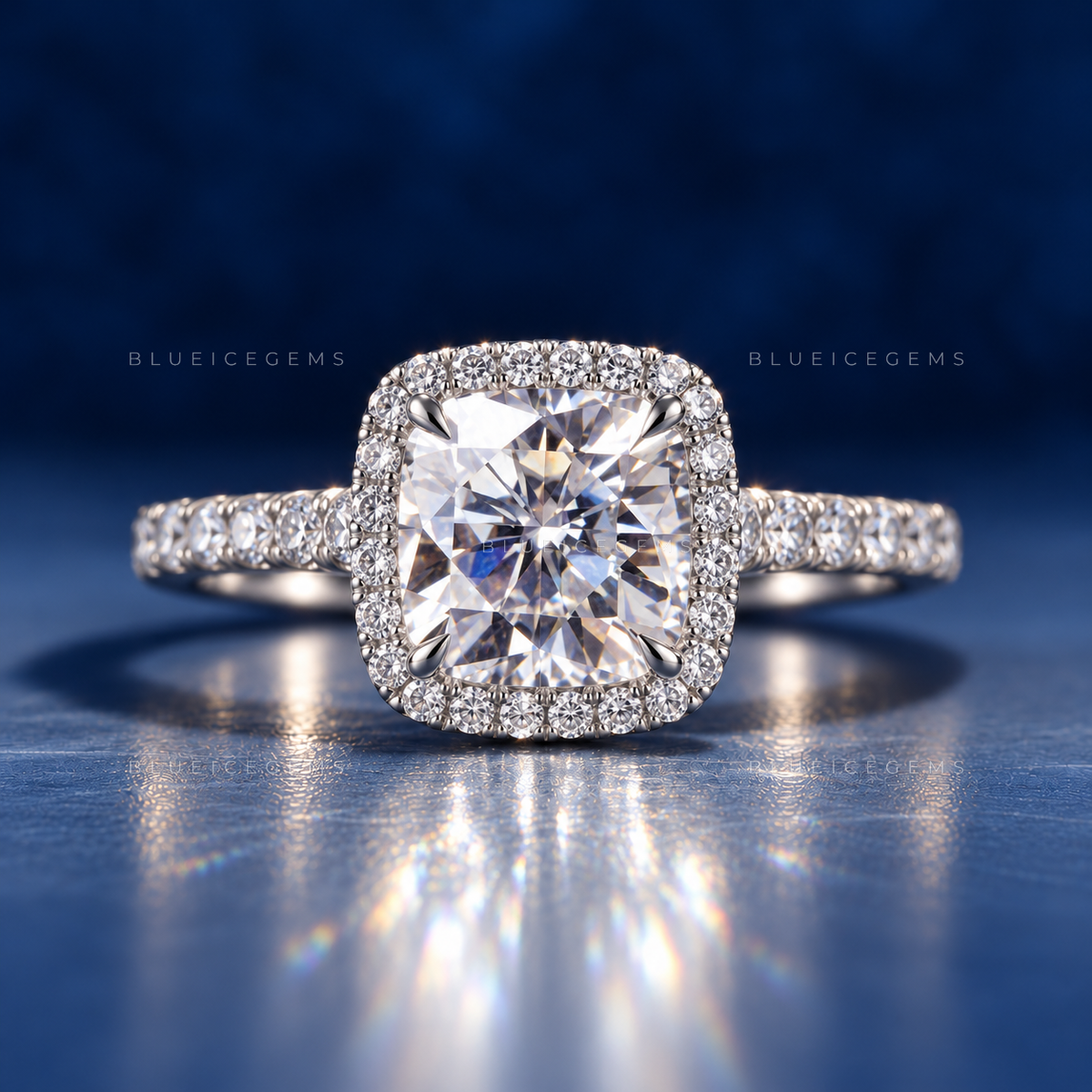 Dazzling Princess Cut Halo Statement Ring with Pave Accents