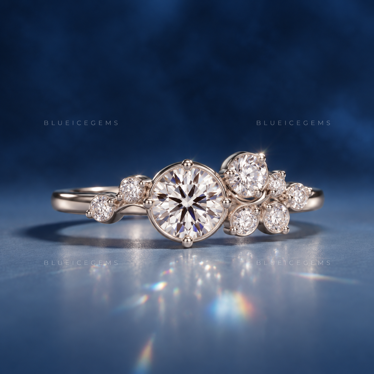Captivating Multi-Stone Round Brilliant Cluster Statement Ring