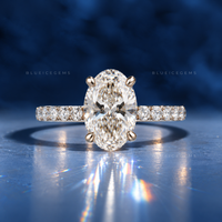 Radiant Oval Brilliant Cut Solitaire Ring with Sparkling Pave Accents