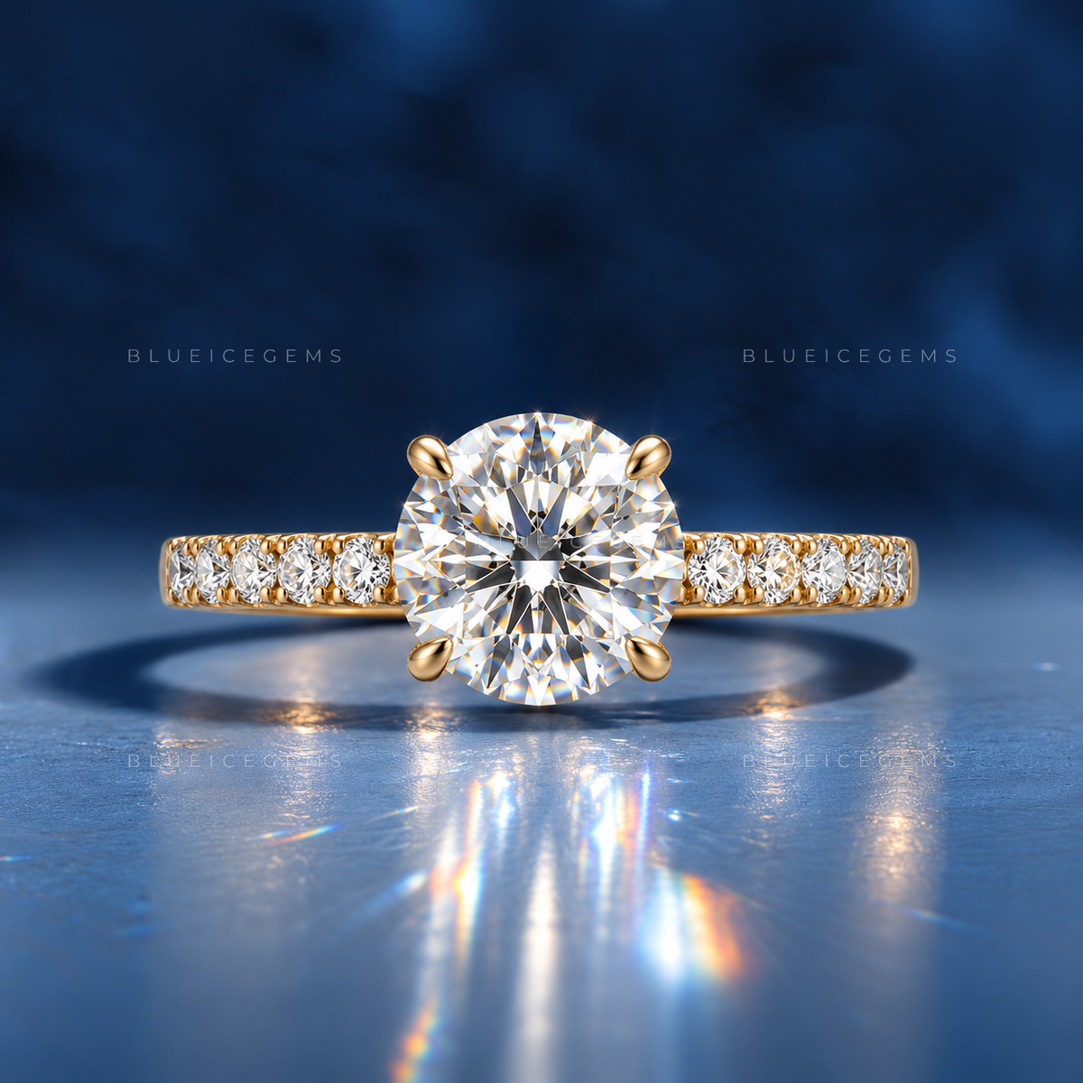 Classic Round Hidden Halo Statement Ring with Pave Setting
