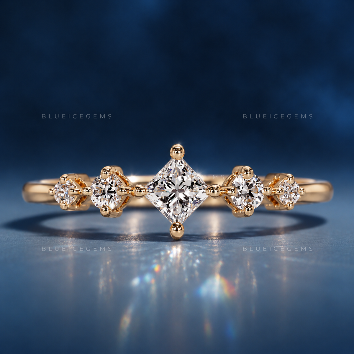 Modern 5-Stone Architectural Engagement Ring for Her