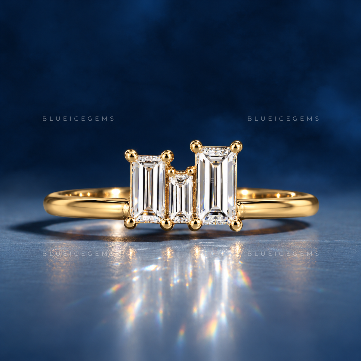 Trendy Minimalist Baguette Crown Engagement Ring