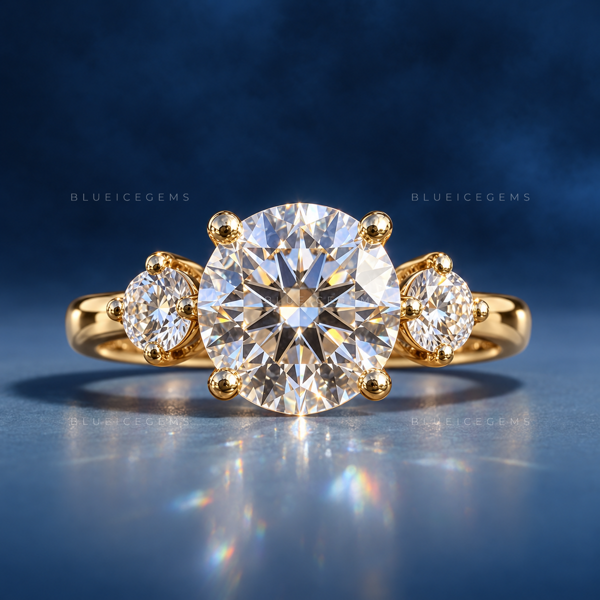 Three-Stone Round Brilliant Cut Heirloom Engagement Ring