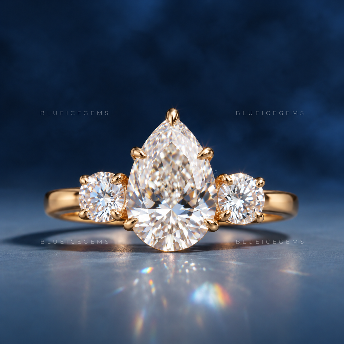 Luminous Pear Brilliant Cut Trilogy Heirloom Engagement Ring