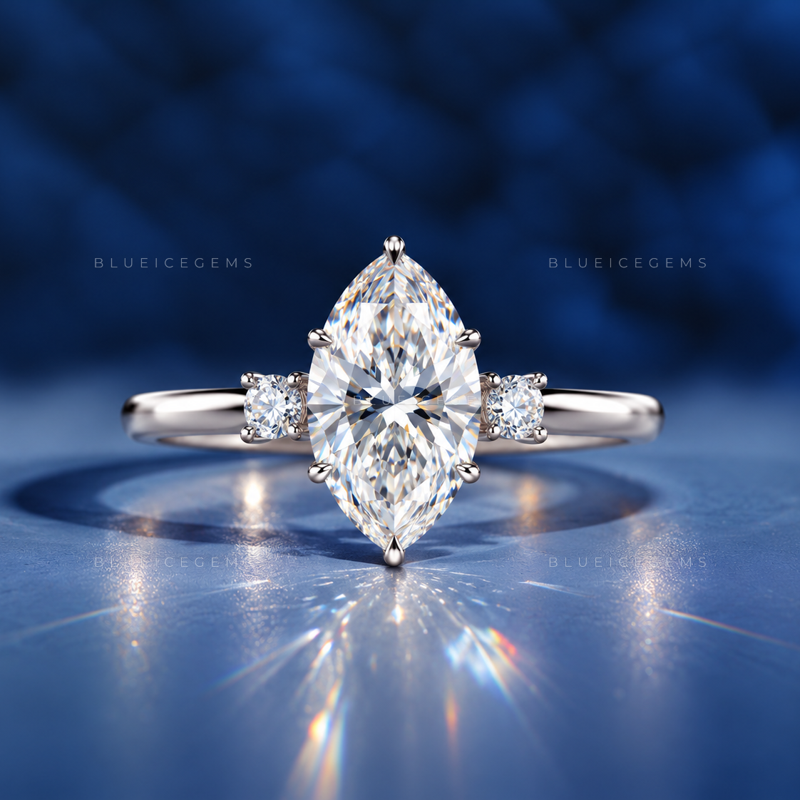 Vintage-Soul Marquise Cut Secret Halo Delicate Keepsake Proposal Ring