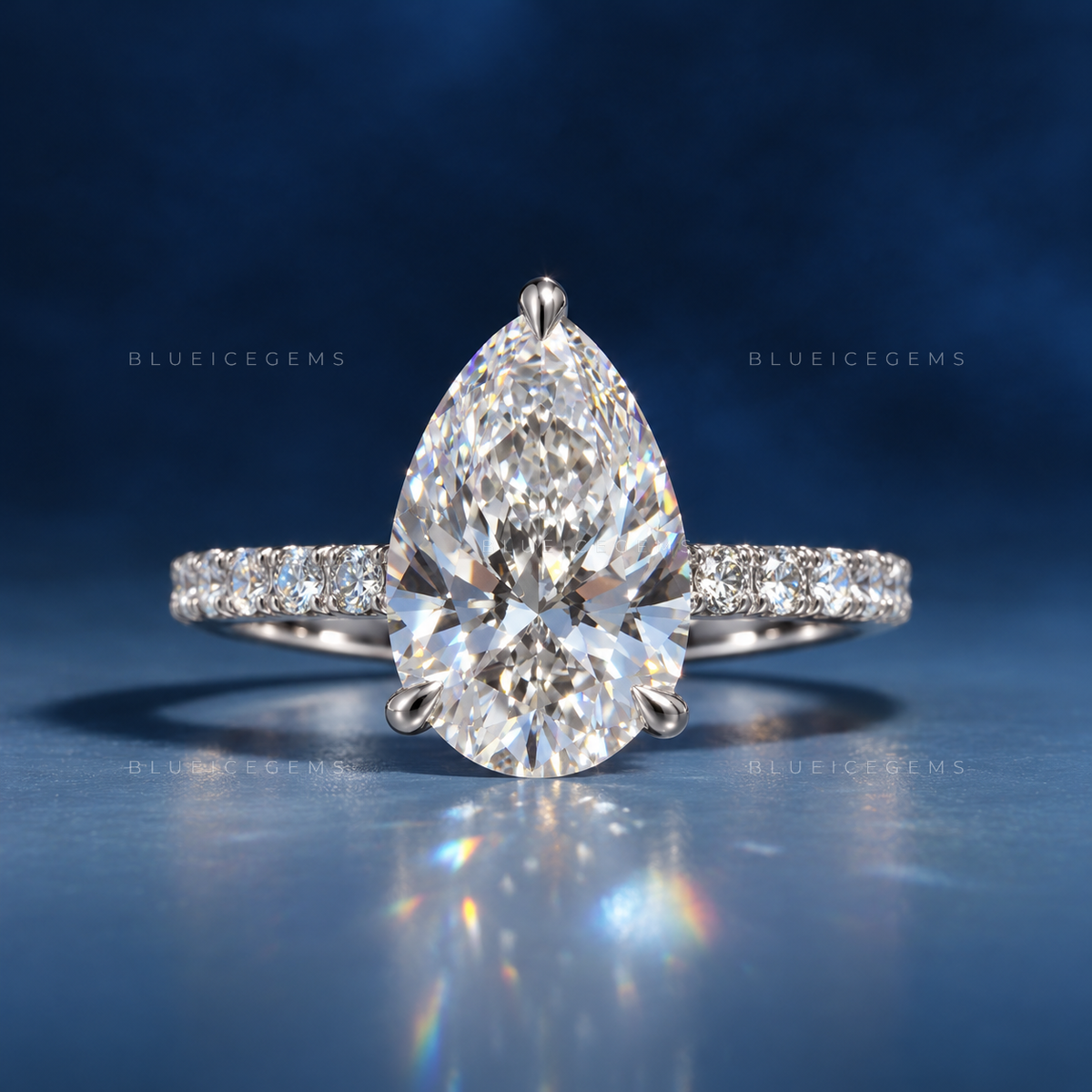 Ethereal Pear Brilliant Cut Hidden Halo Romantic Anniversary Statement Ring