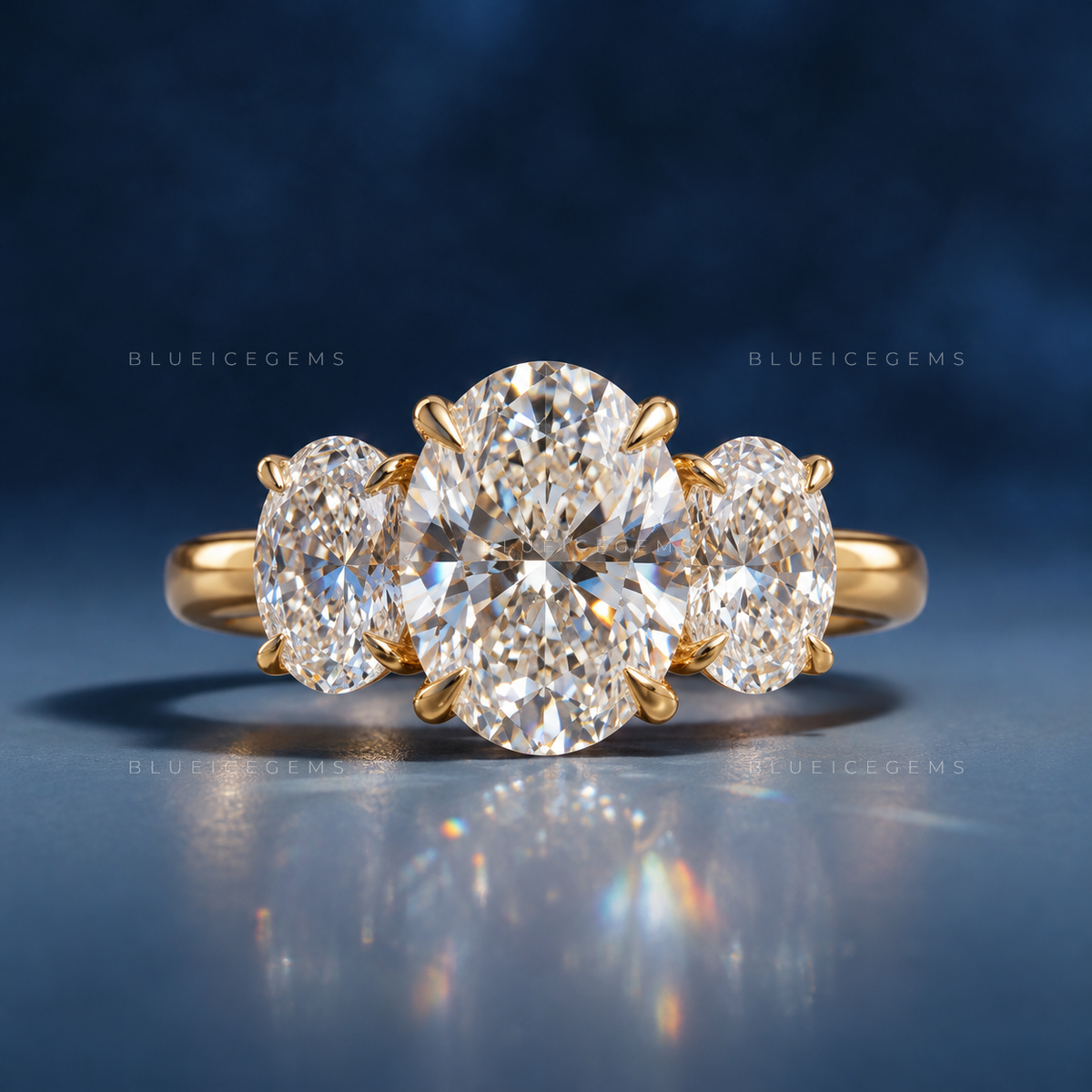 Ultra-Luxe Three-Stone Oval Diamond Proposal Band for Her