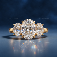 Ultra-Luxe Three-Stone Oval Diamond Proposal Band for Her