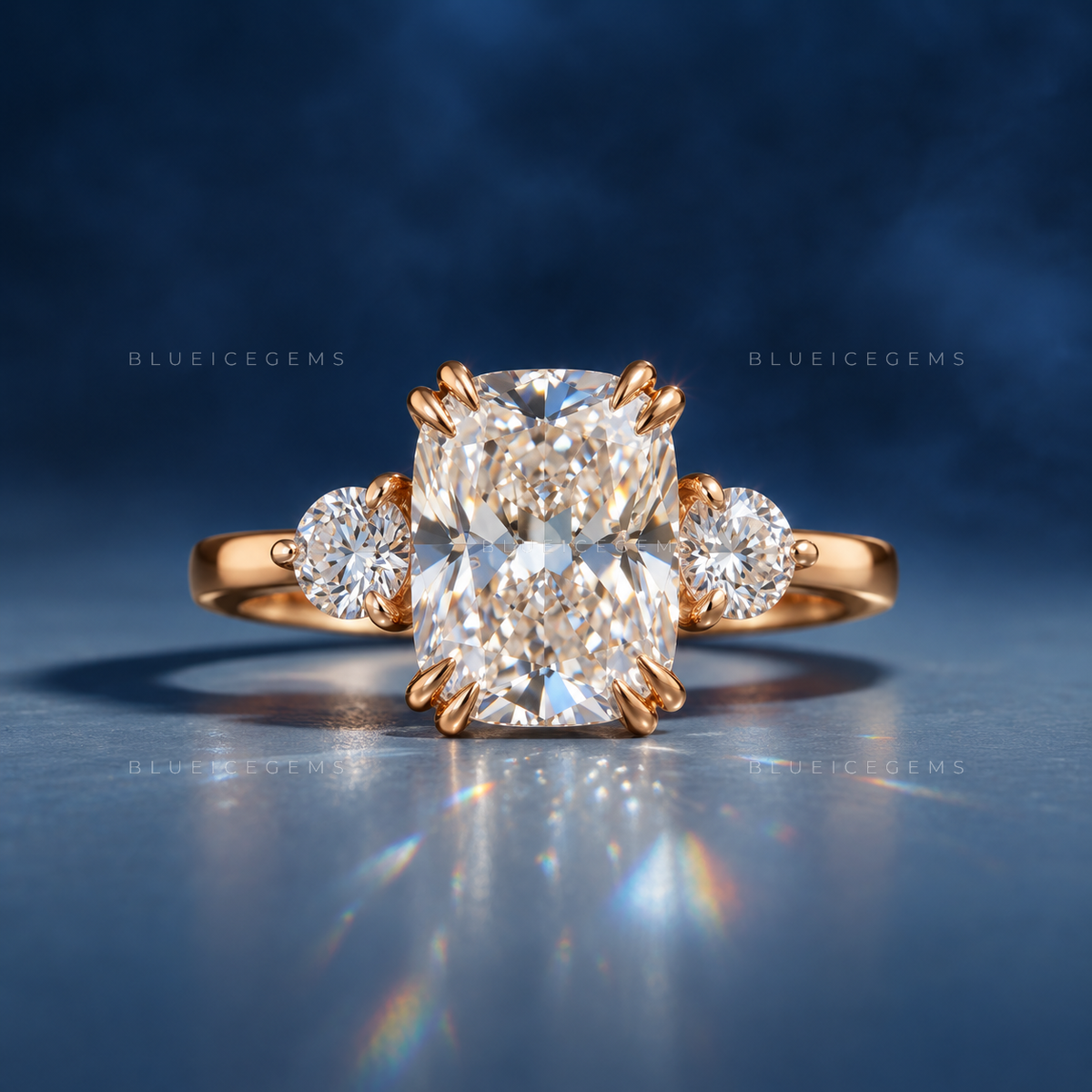 Majestic Cushion Brilliant Trilogy Artisanal Engagement Ring