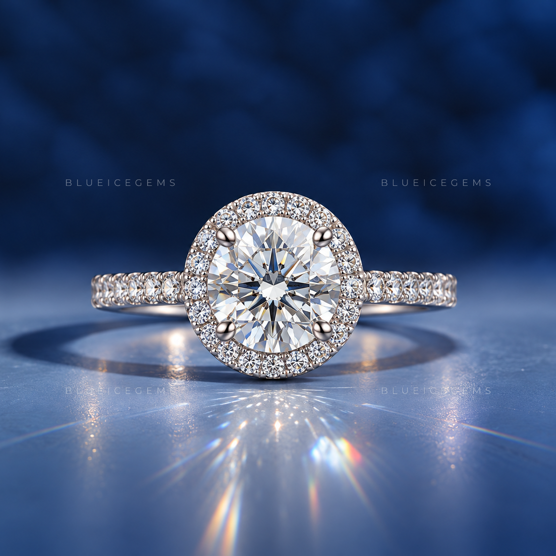 Dazzling Round Brilliant Cut Halo Artistry Engagement Ring