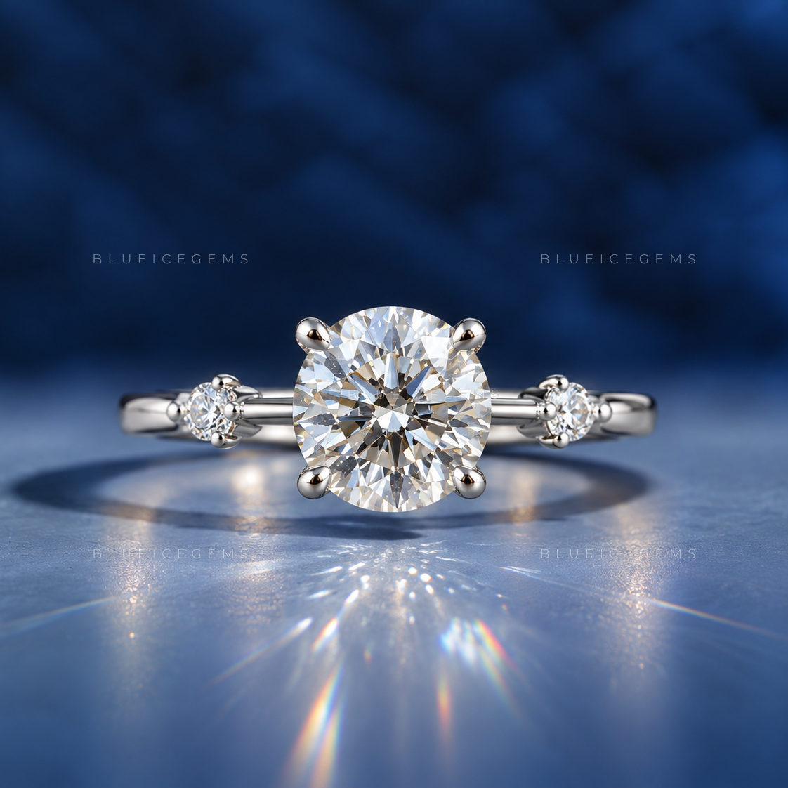 Enchanted Round Brilliant Cut Pave Accented Engagement Ring