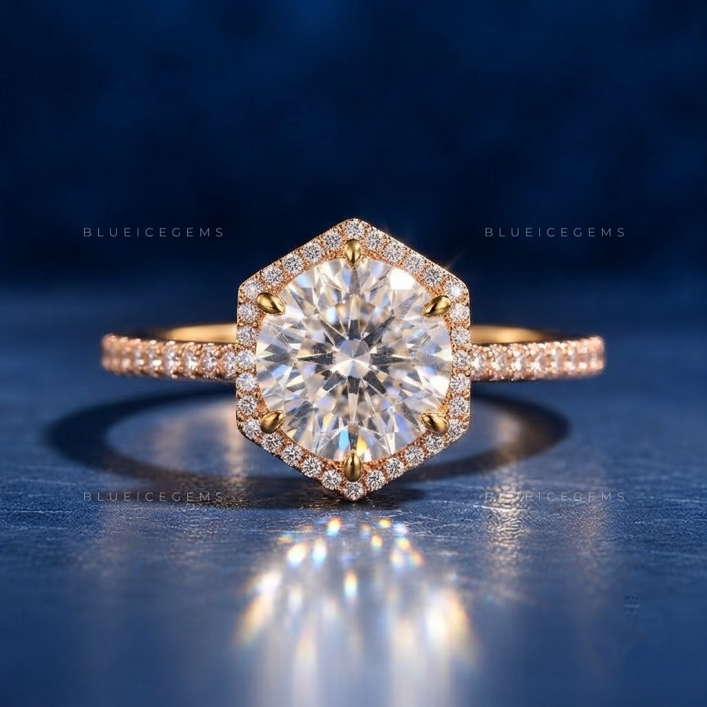 Luminous Round Brilliant Cut Halo Ornate Heirloom Engagement Ring
