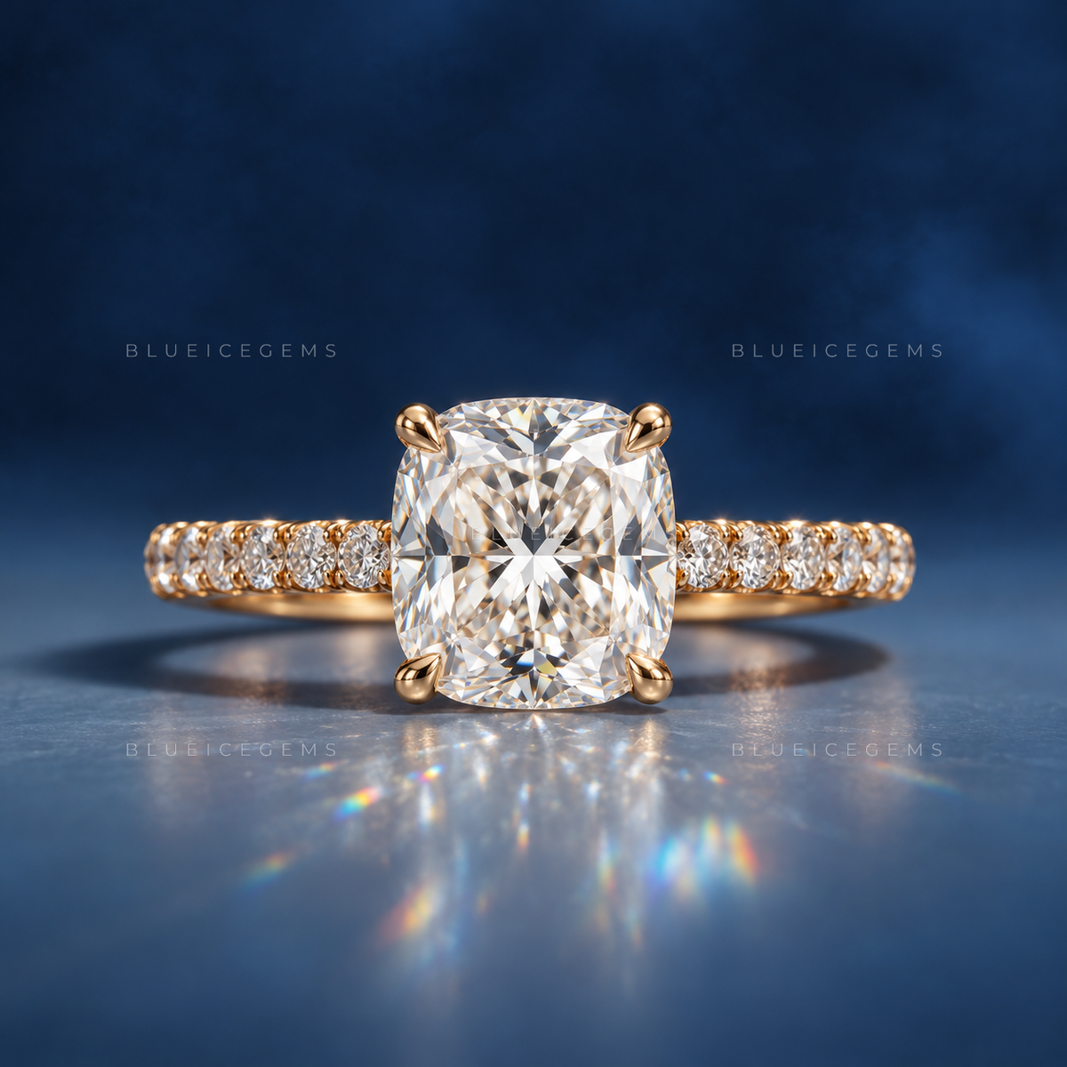 Regal Cushion Brilliant Cut Hidden Halo Artisan Engagement Ring