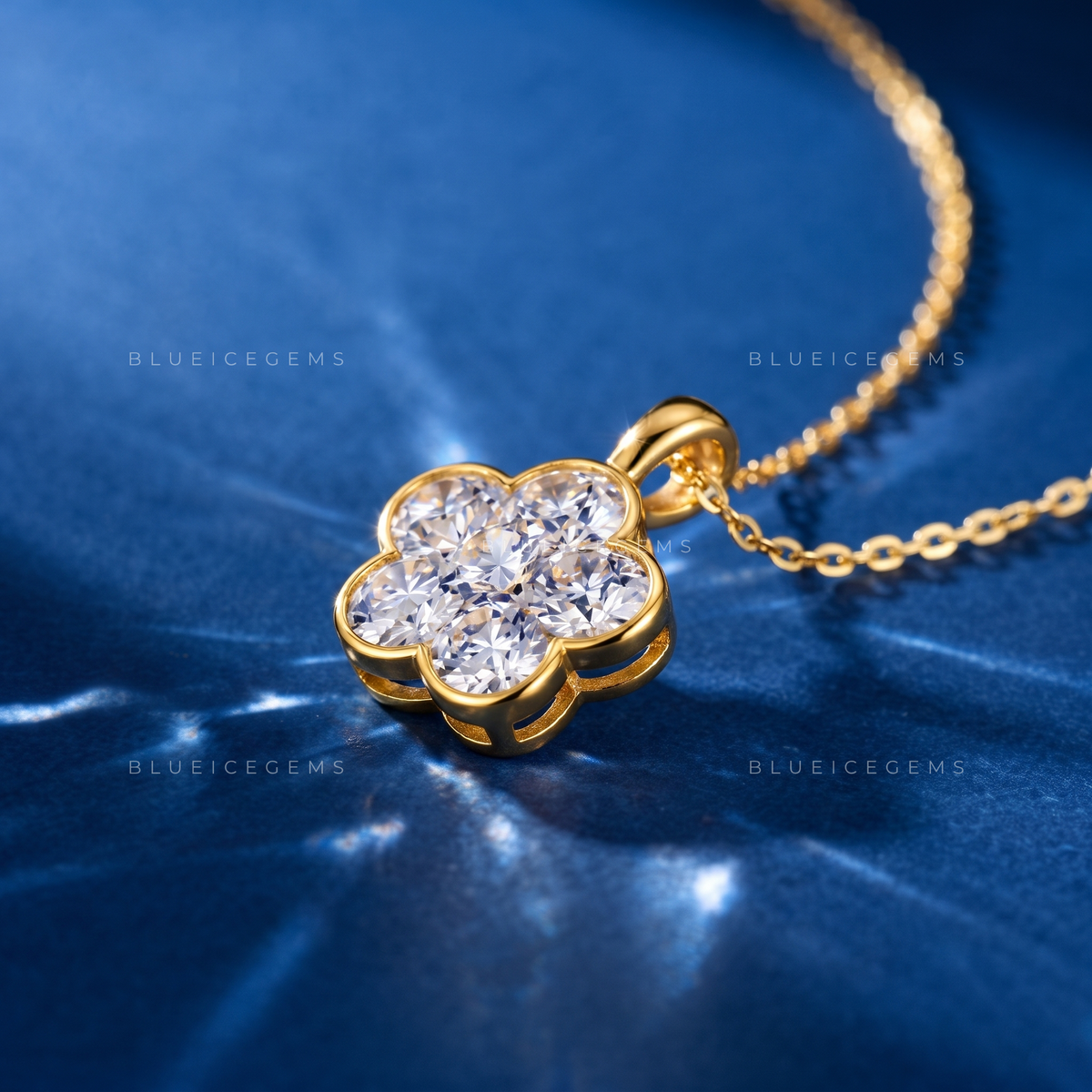Flower Shape Bezel Set Diamond Pendant
