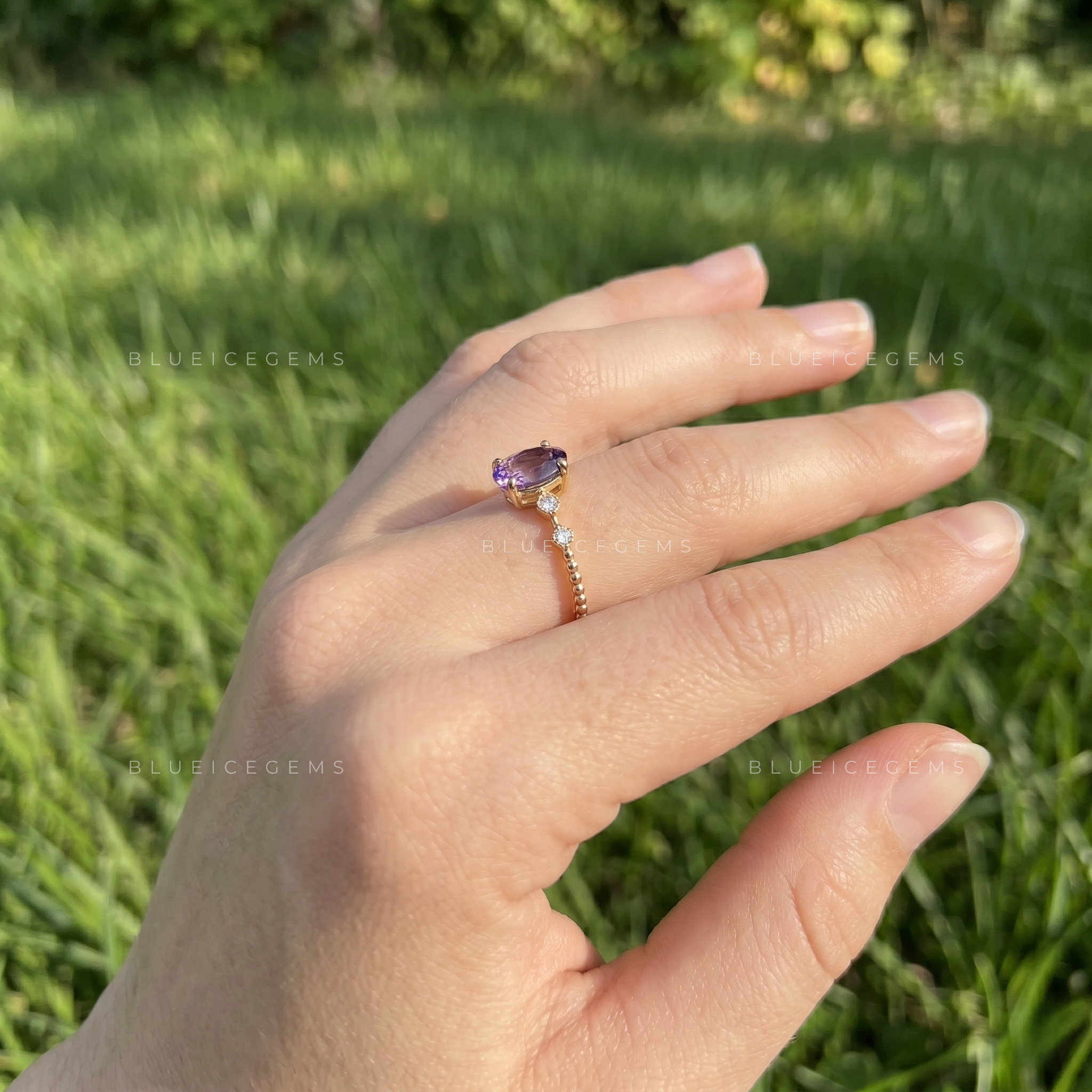 Royal Splendor Cushion Cut Amethyst Eco-Conscious Classic Accent Ring