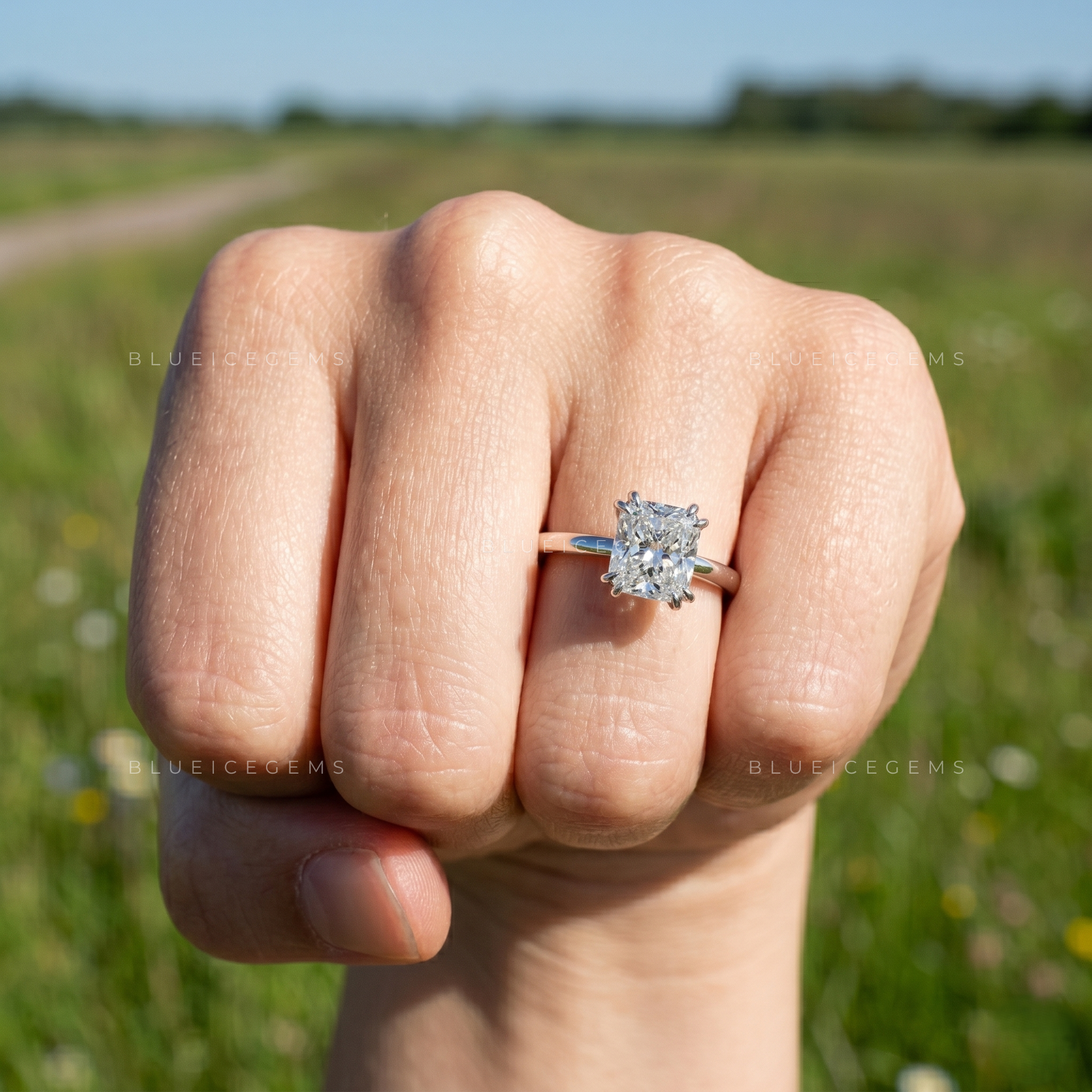 Luminous Horizon Radiant Cut Solitaire Engagement Ring