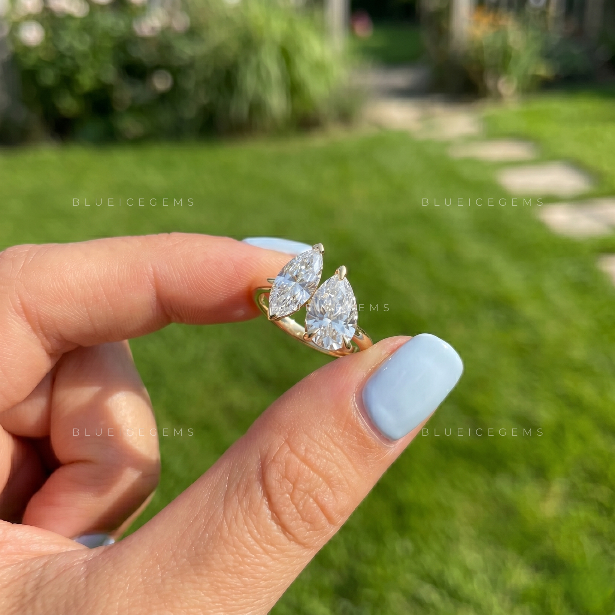 Enchanting Dual Pear and Marquise Cut Toi Et Moi Statement Ring