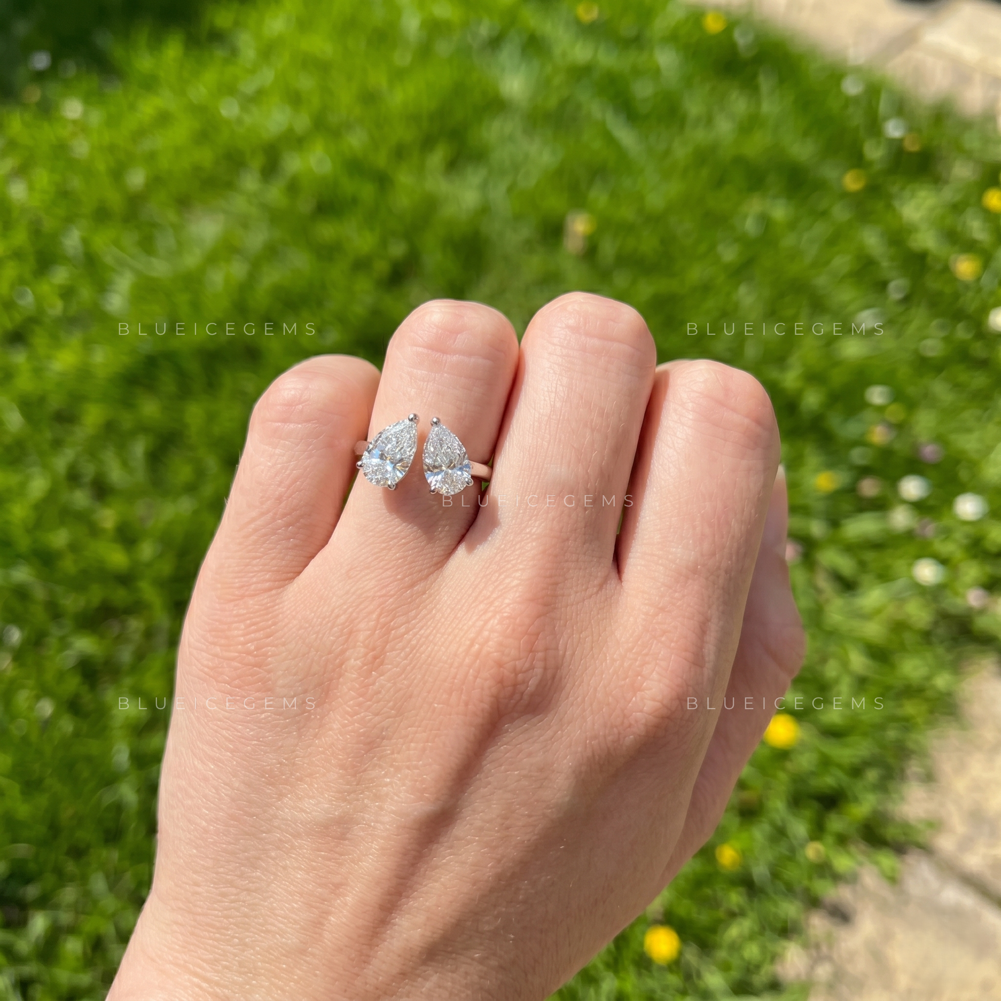 Duet of Love Toi et Moi Double Pear Cut Two Stone Engagement Ring