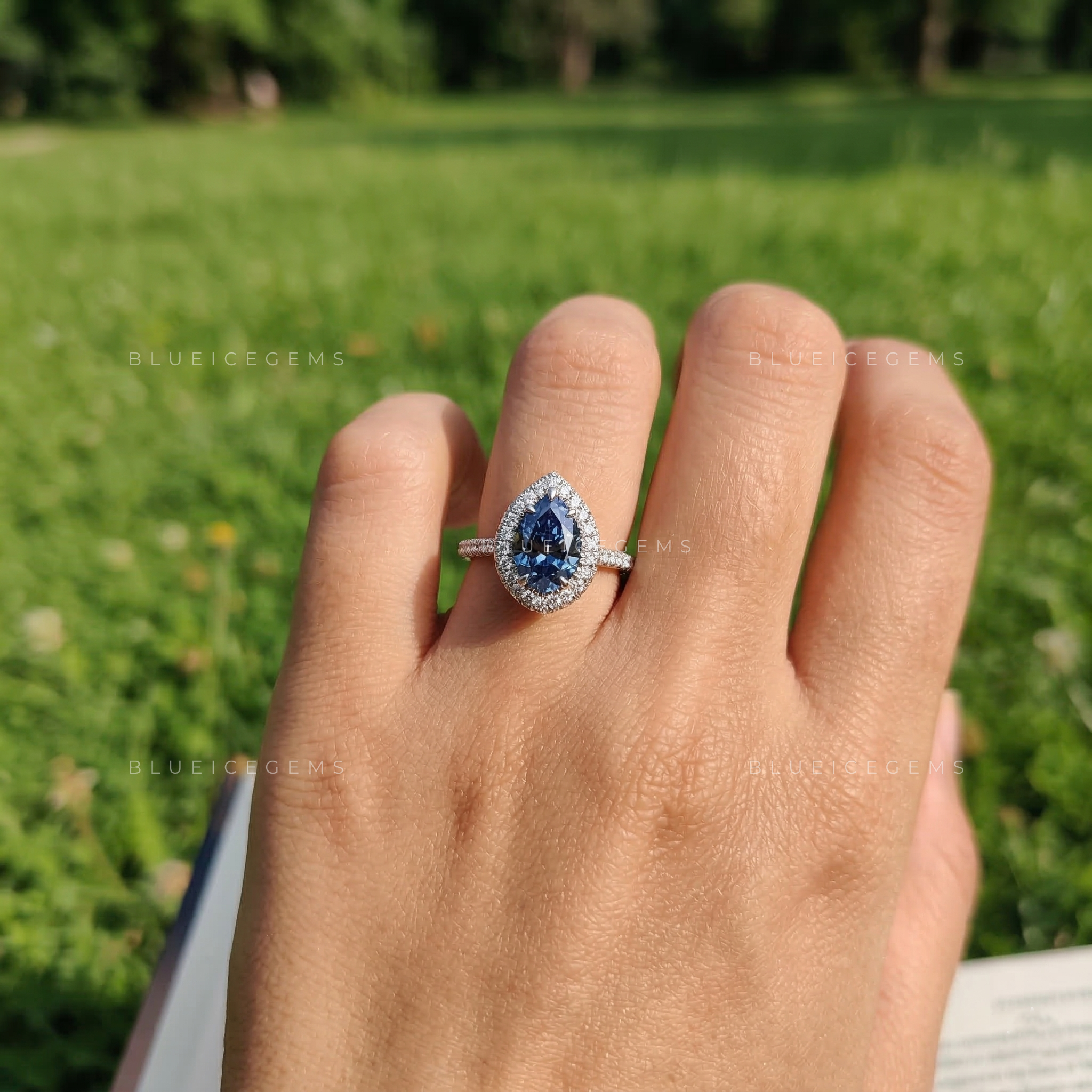 Regal Indigo Pear Cut Statement Ring
