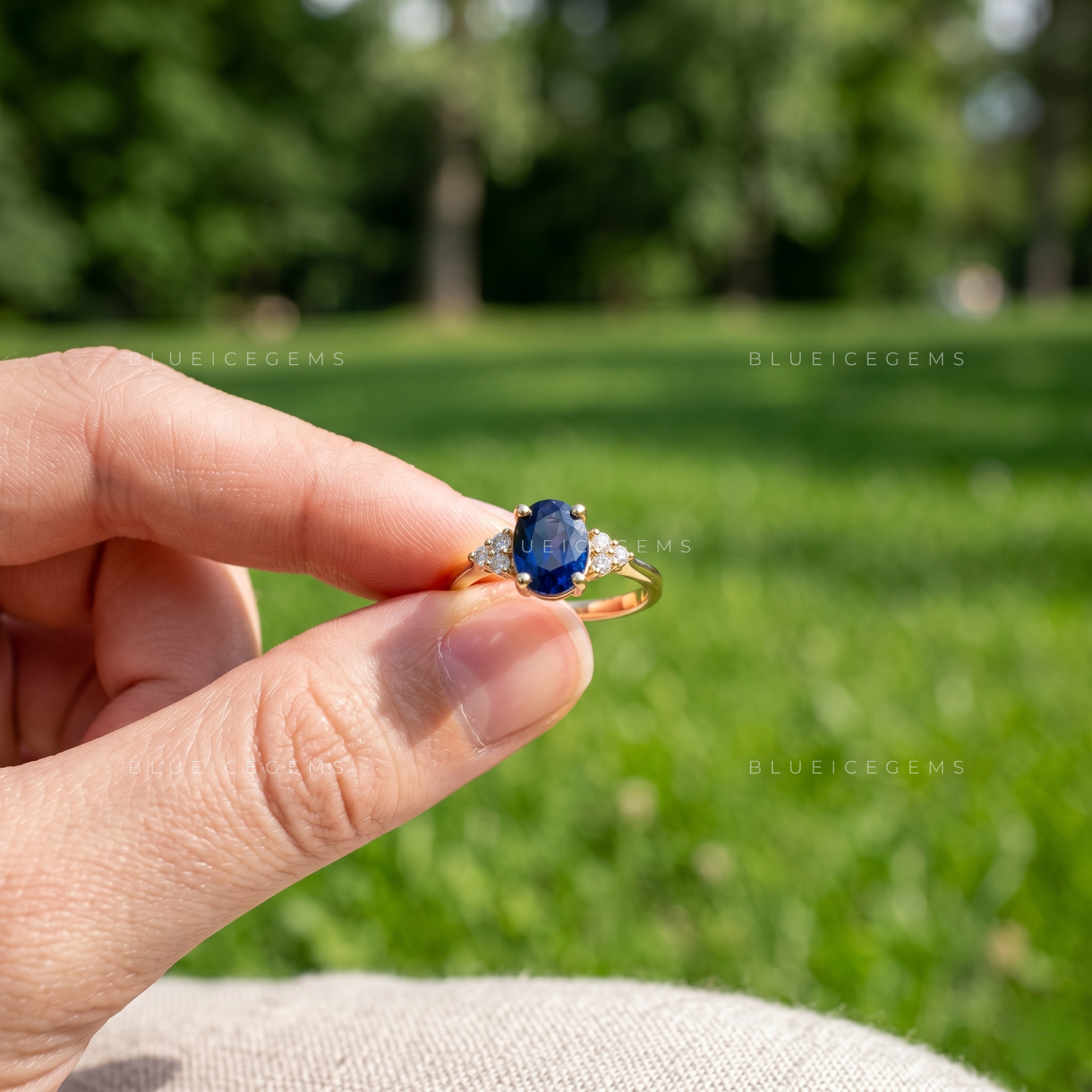 Royal Allure Oval Cut Sapphire Blue Classic Accent Ring