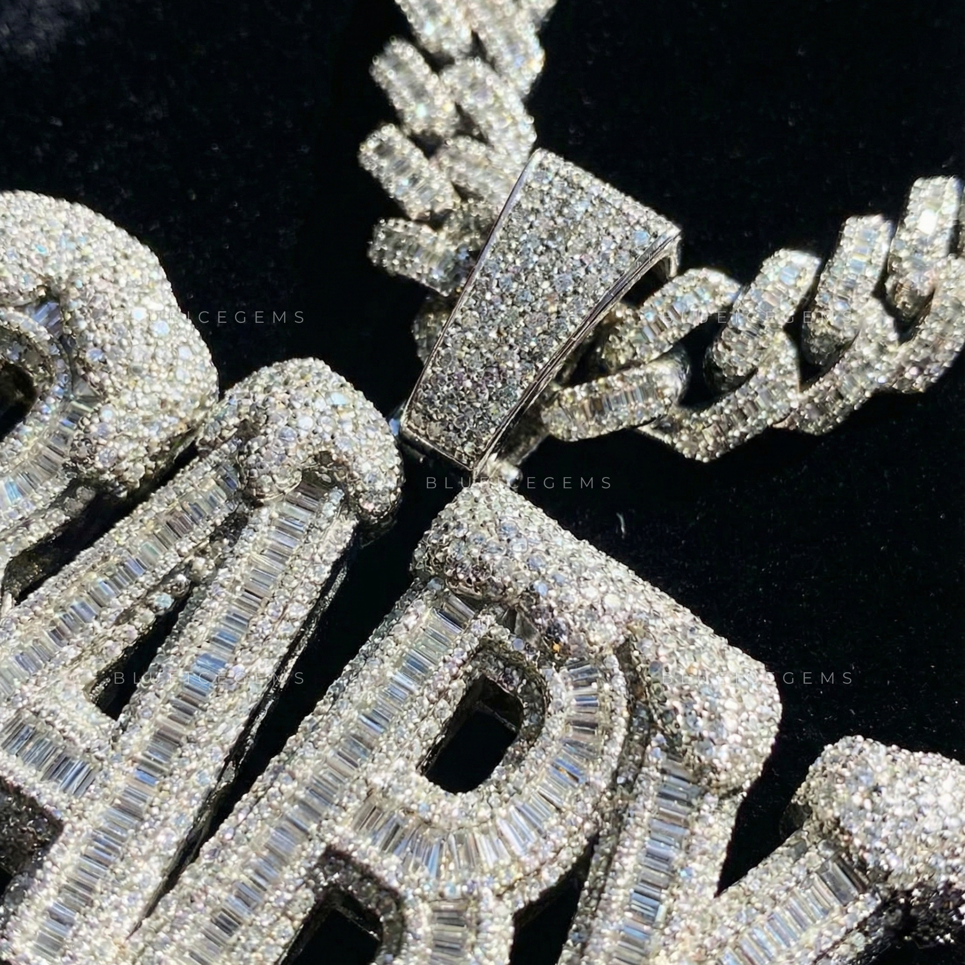 The "BABY" Arctic Freeze: Baguette Mosaic & Snow-Capped 3D Block Pendant