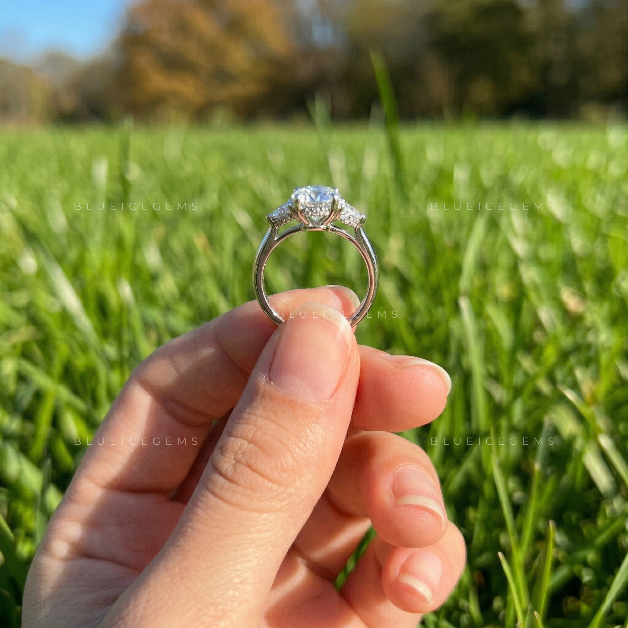 Celestial Fire Round Brilliant Cut Pavé Engagement Ring