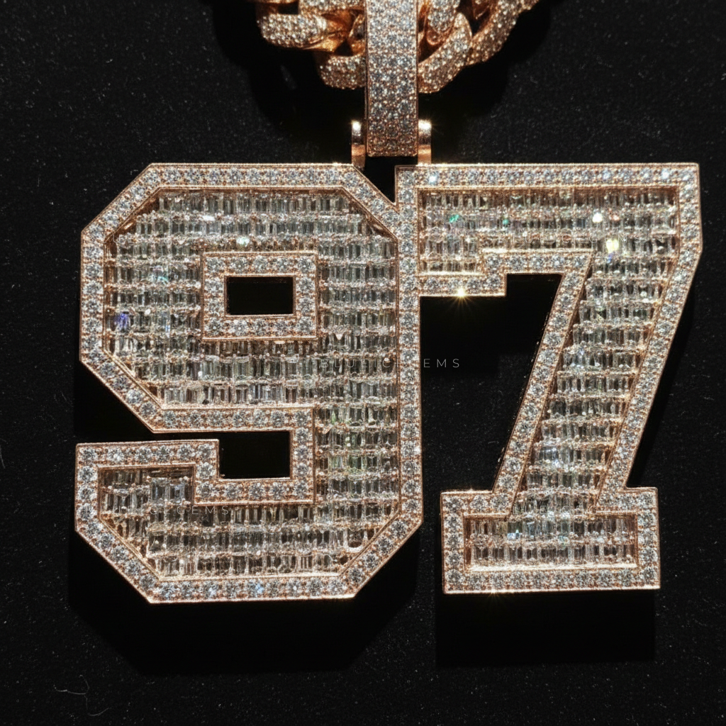 The "97" Legacy: Baguette-Fusion Collegiate Block & Rose Gold Cuban Set