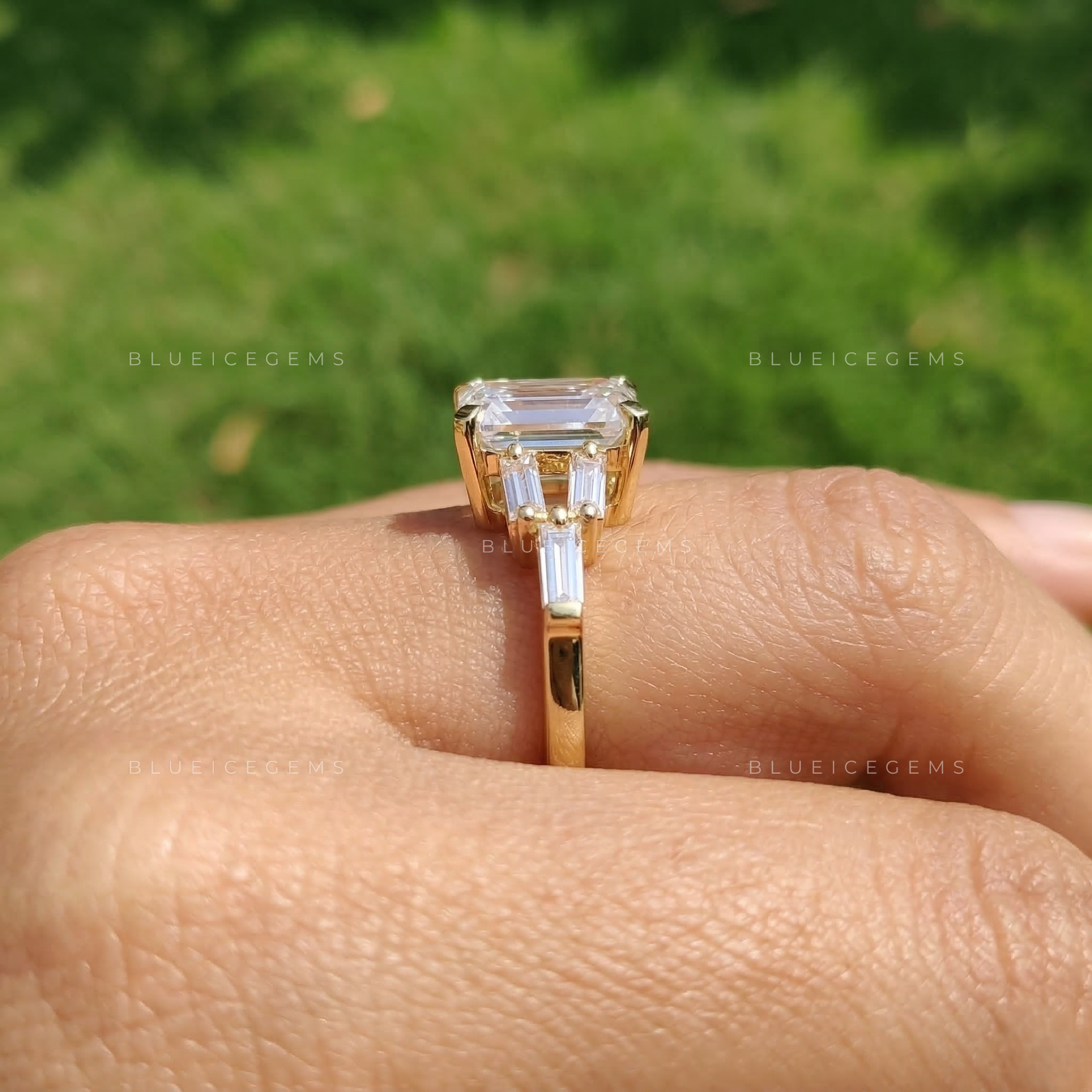 Architectural Elegance Emerald Cut Seven-Stone Ring