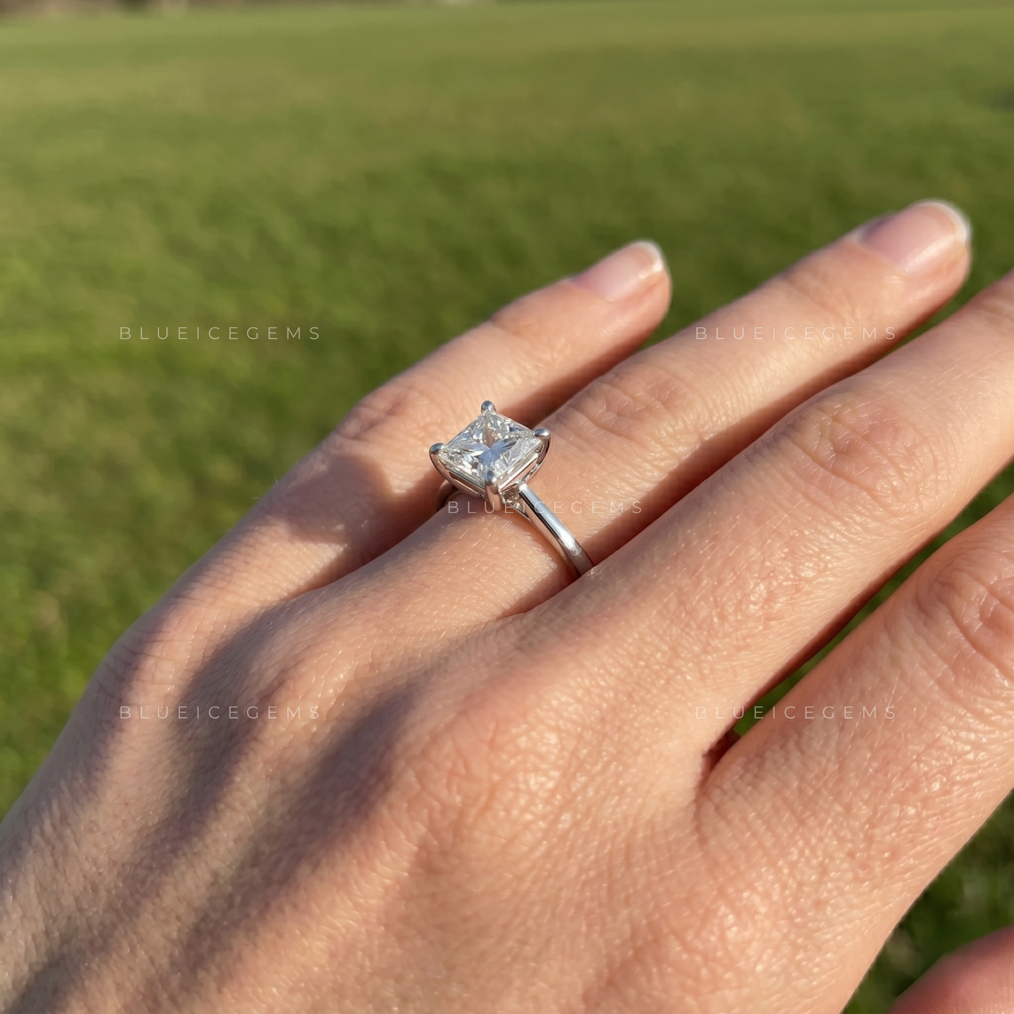 Sophisticated Princess Cut Solitaire Statement Engagement Ring