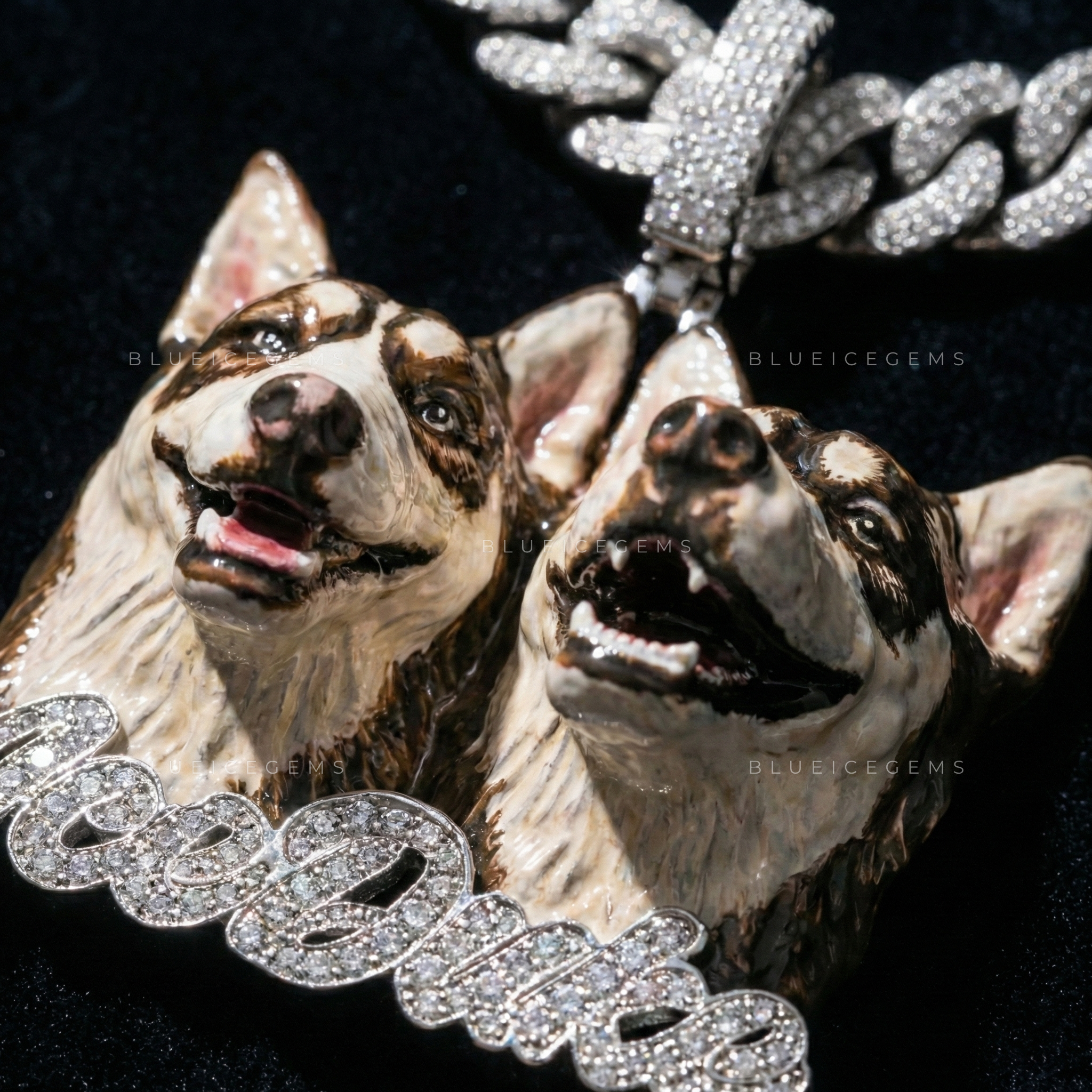 The "ACE & DUKE" Eternal Bond: Hand-Painted Hyper-Realistic Canine Portrait Pendant